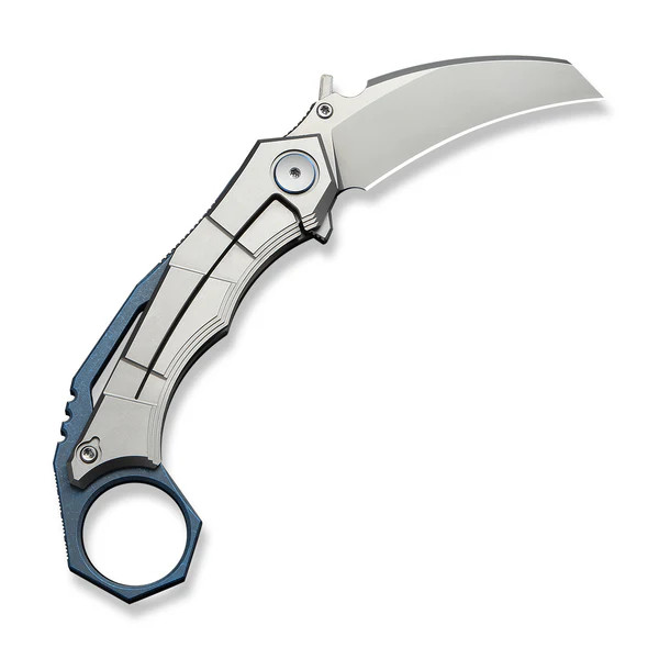 WE Knife Tayra Karambit 24069-2 Gray & Blue Titanium M390 Stainless Steel Knife