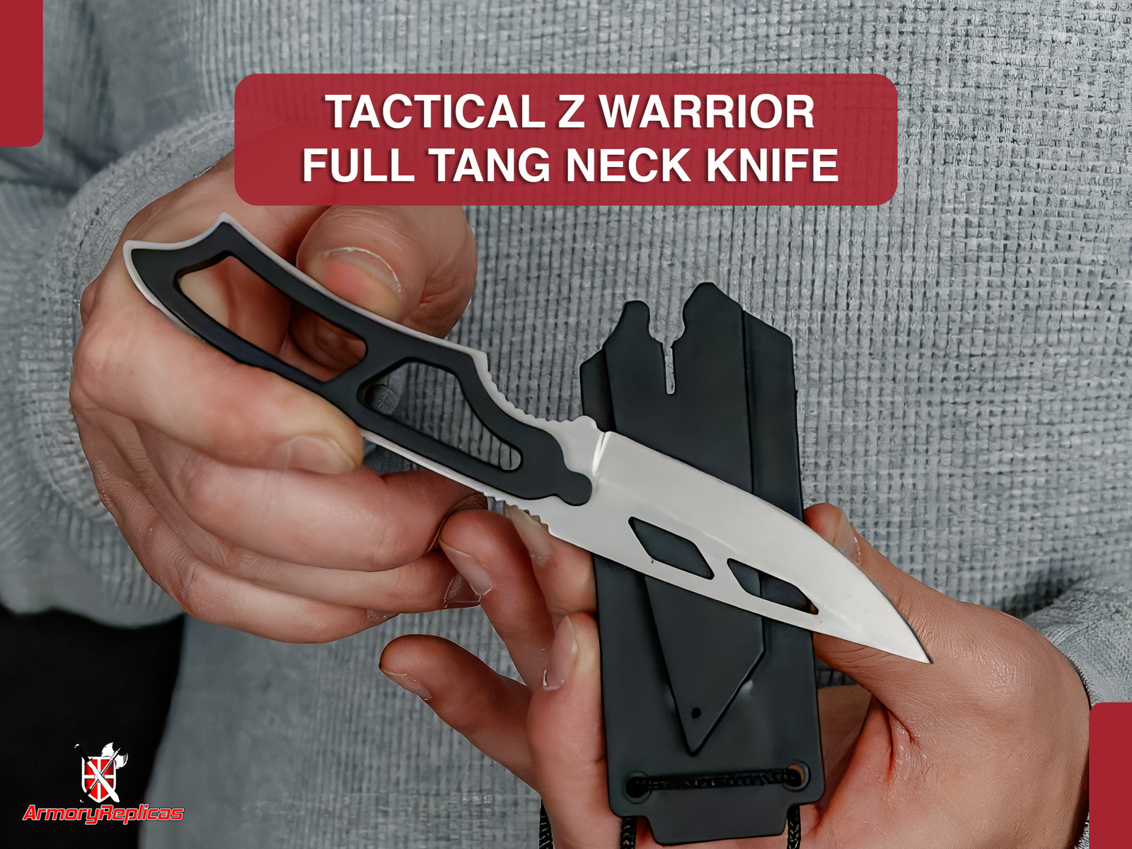 Tactical Emergency Neck Knife – Tactical Zombie Warrior Full Tang Survival Tool