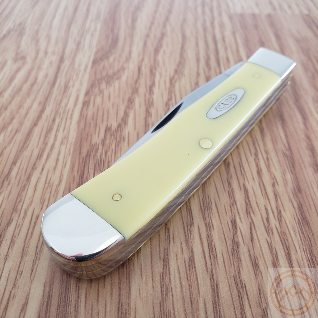 Case XX Trapper Pocket Knife Carbon Steel Blades Yellow Smooth Synthetic Handle