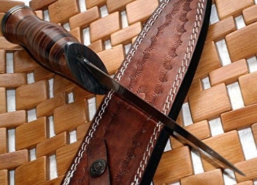 Custom Handmade Damascus Steel 13 Inches Dagger Knife – Leather Handle
