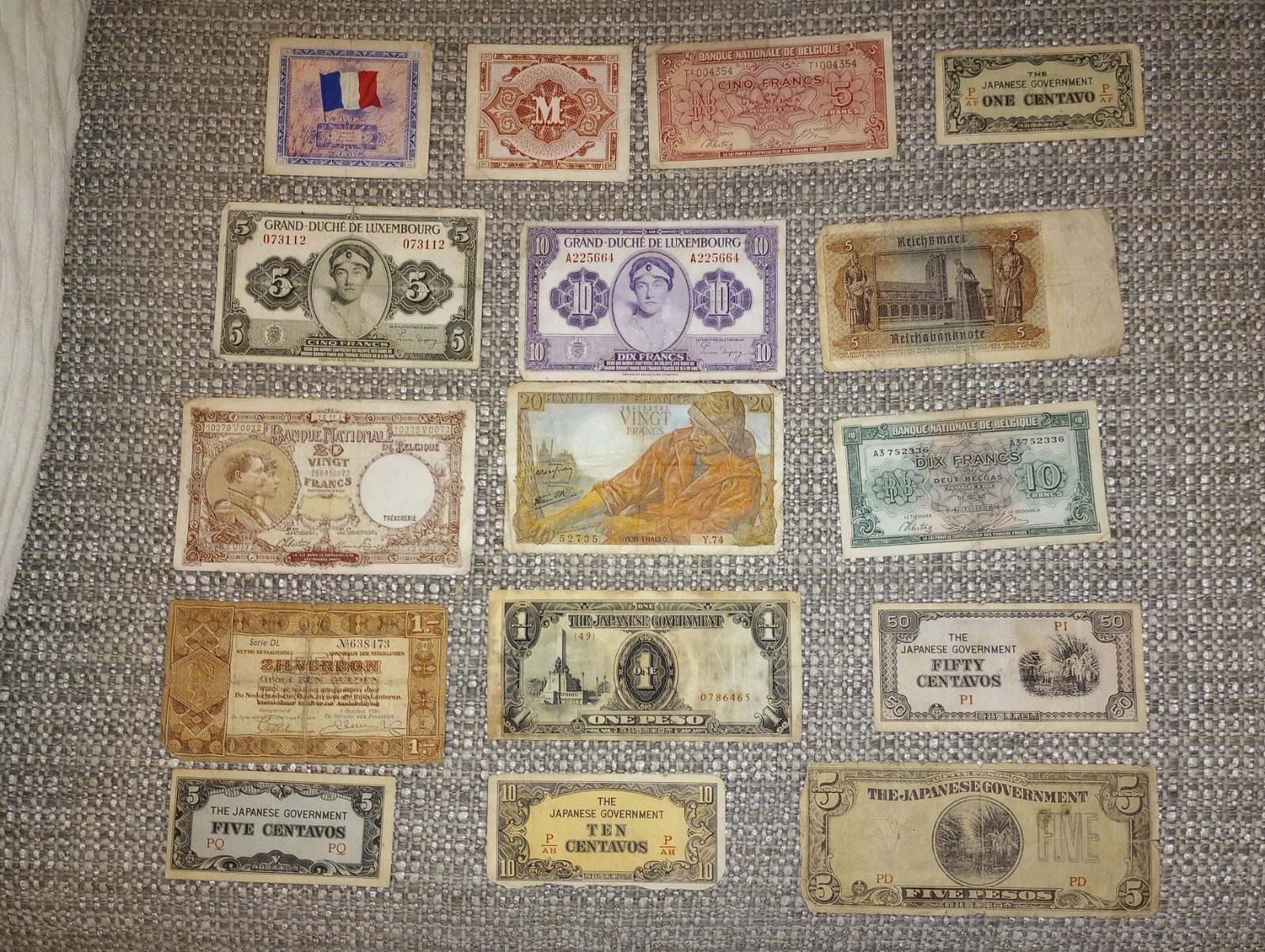 World War II Bring Back Knife From The Philippines. With Mixed Paper Money