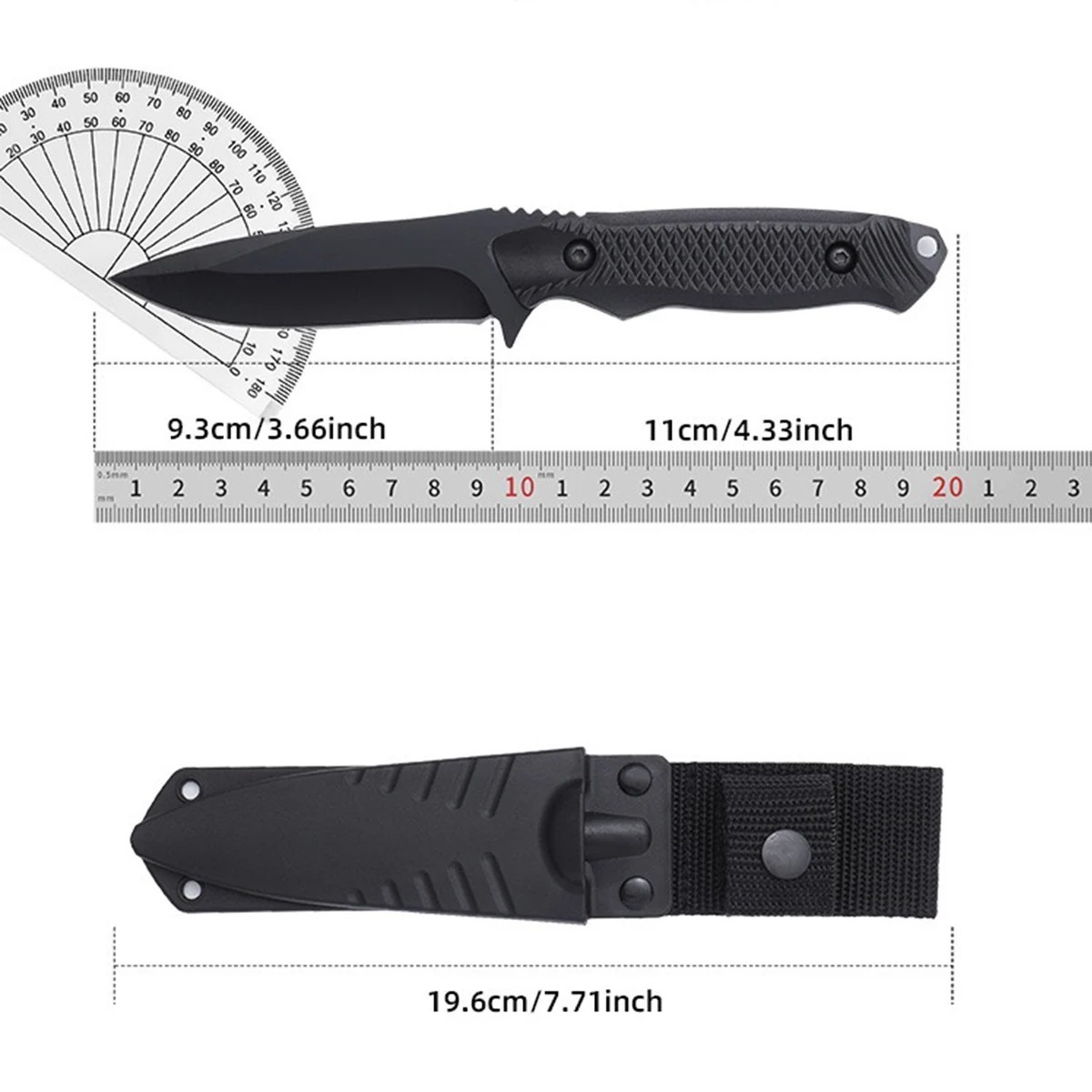 Black Tactical High Hardness Fixed Blade Knife Hunting Camping Knife with Sheath