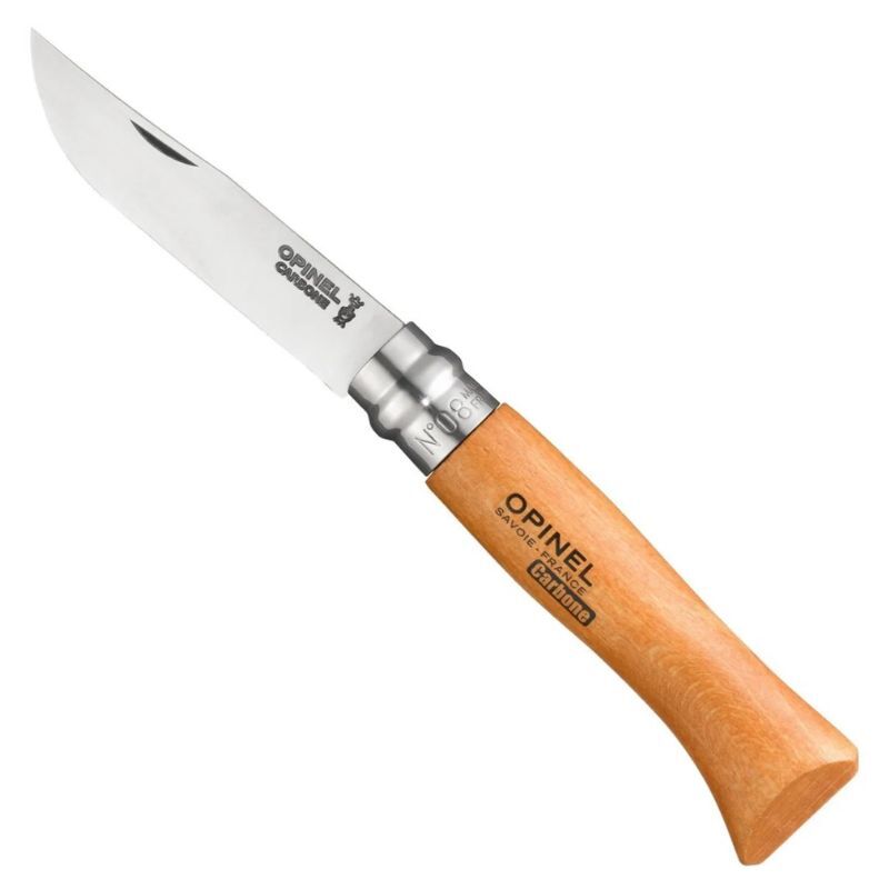 Opinel No. 8 3.28″ Carbon Steel Blade Folding Knife with Hardwood Handle