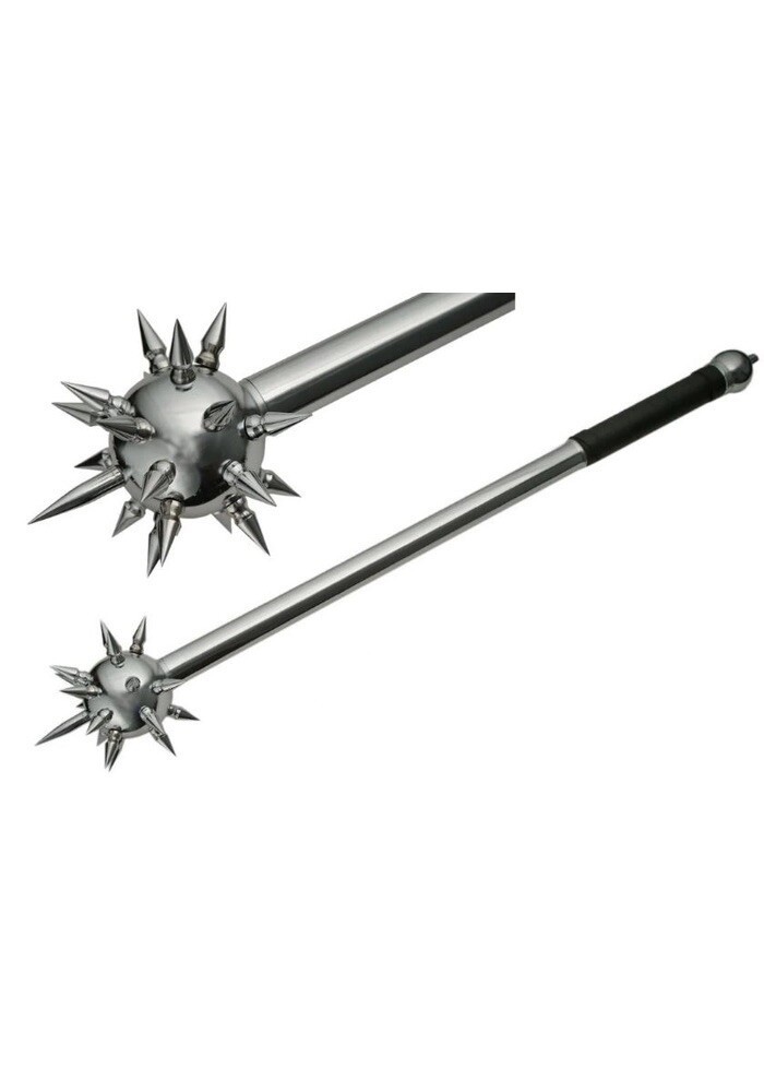 LARP Medieval Spiked Ball Mace STEEL Morning Star Chrome HANDLE, 32” Free Ship