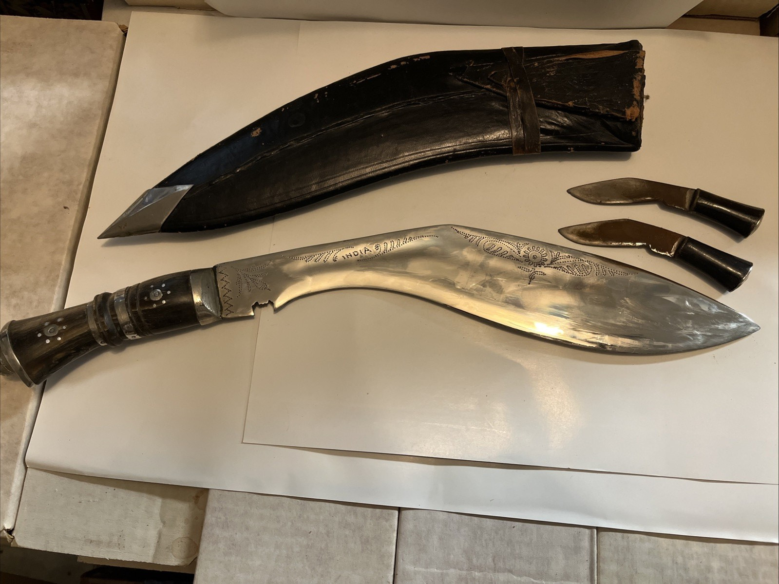 Vintage India Kukri Gurkha Bolo Machete Survival Knife with Sheath