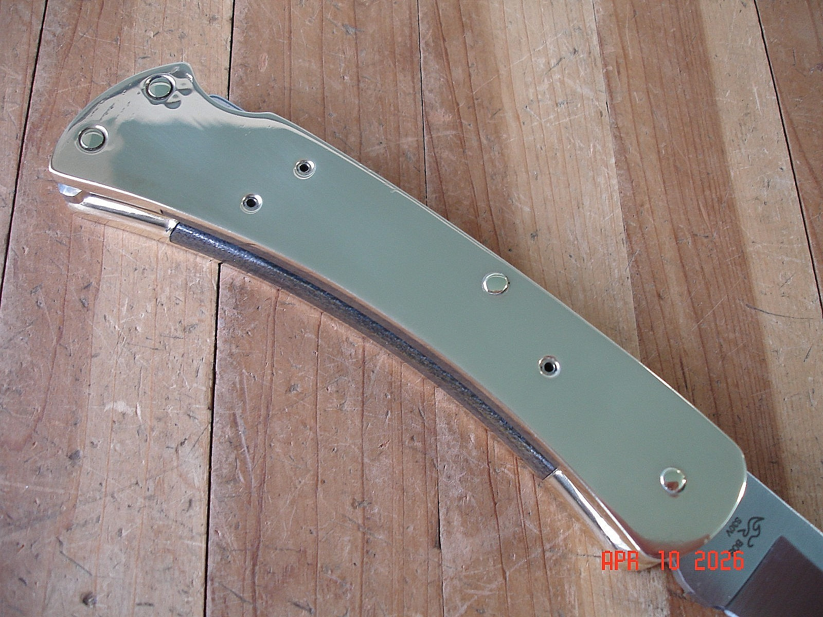 JOE HOUSER CUSTOM BUCK KNIFE 110 HUNTER BRASS INSIDE OUT DP 2024 BOS S30V BLADE