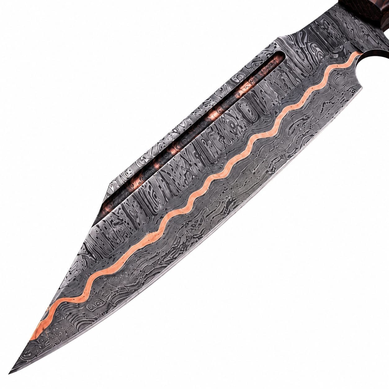 Premium Hand Forged Copper Dasmascus Steel Hunting Bowie Viking Saxon Seax Knife