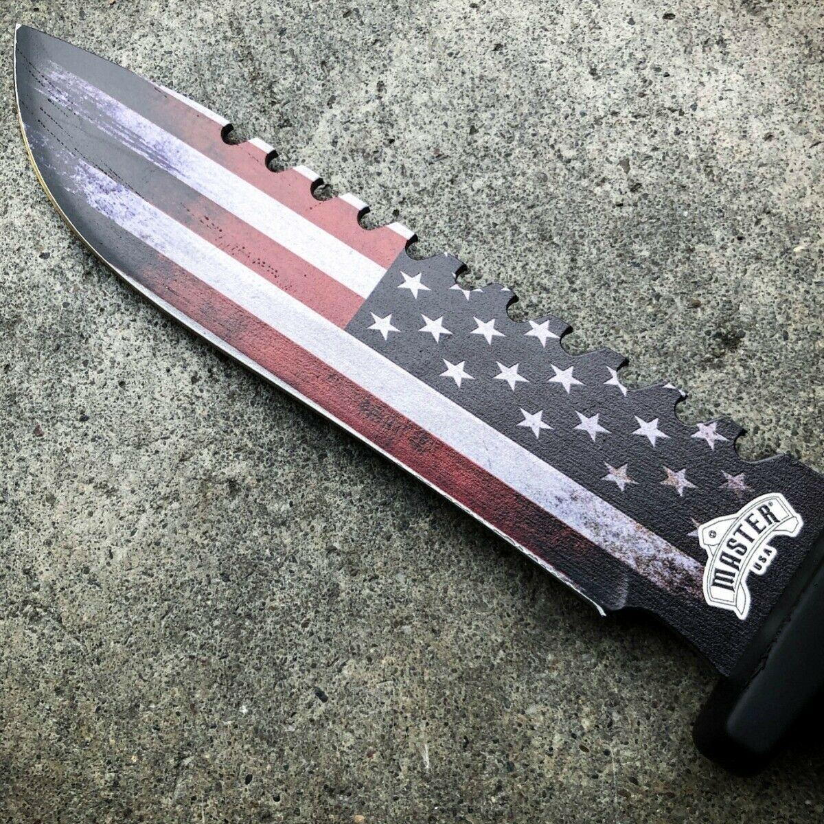 12.5 Military Tactical USA AMERICAN FLAG Fixed Blade Bowie Knife w/ Sheath NEW