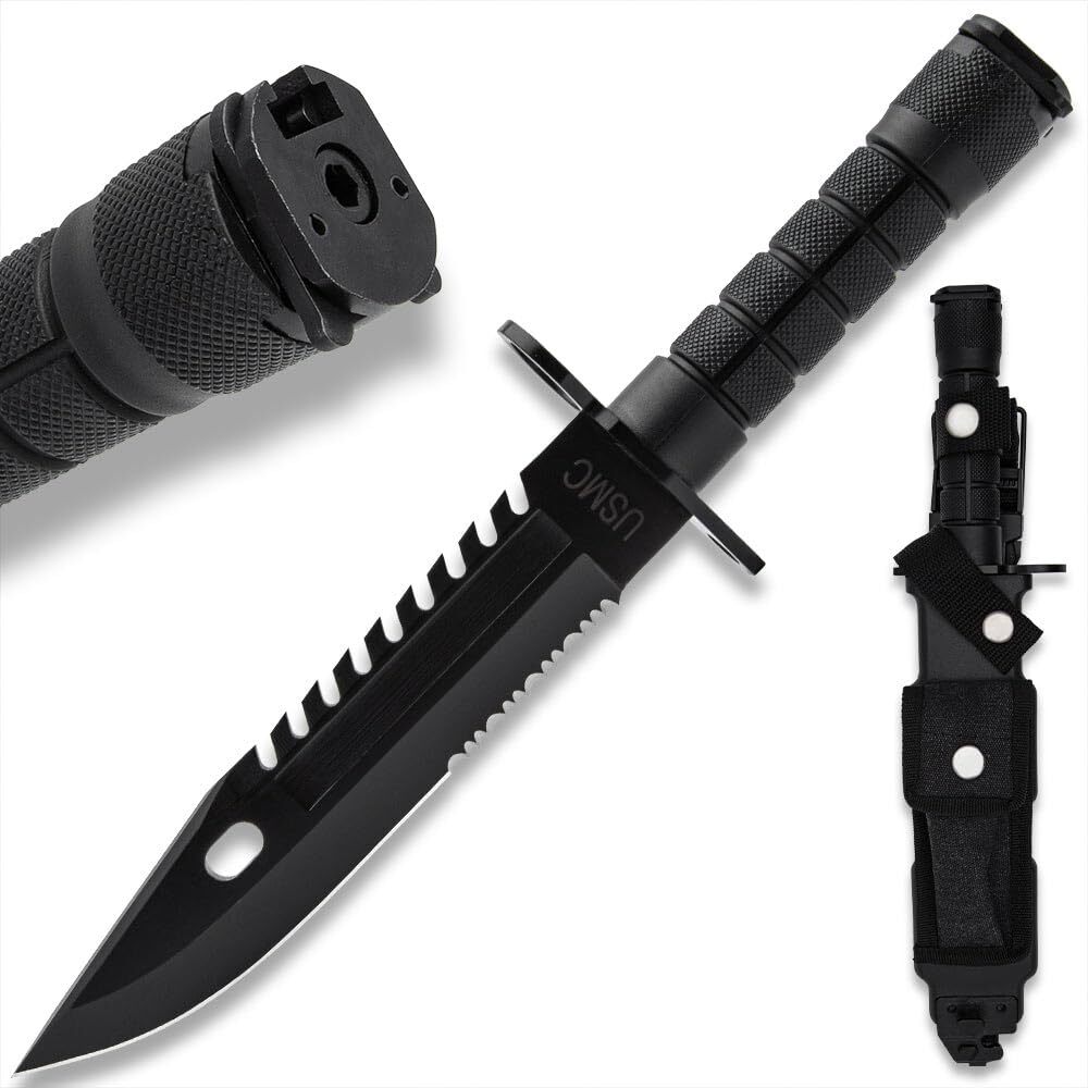 USMC M-9 Fixed Blade Knife and Sheath | Officially Licensed | Sawback Spine