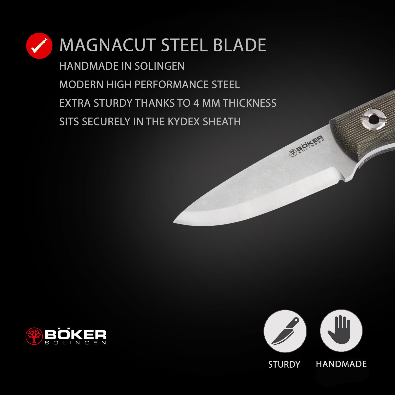 Boker Vigtig vs. Wild Fixed Knife 3.35″ MagnaCut Blade Micarta Handle ✔️ 121509