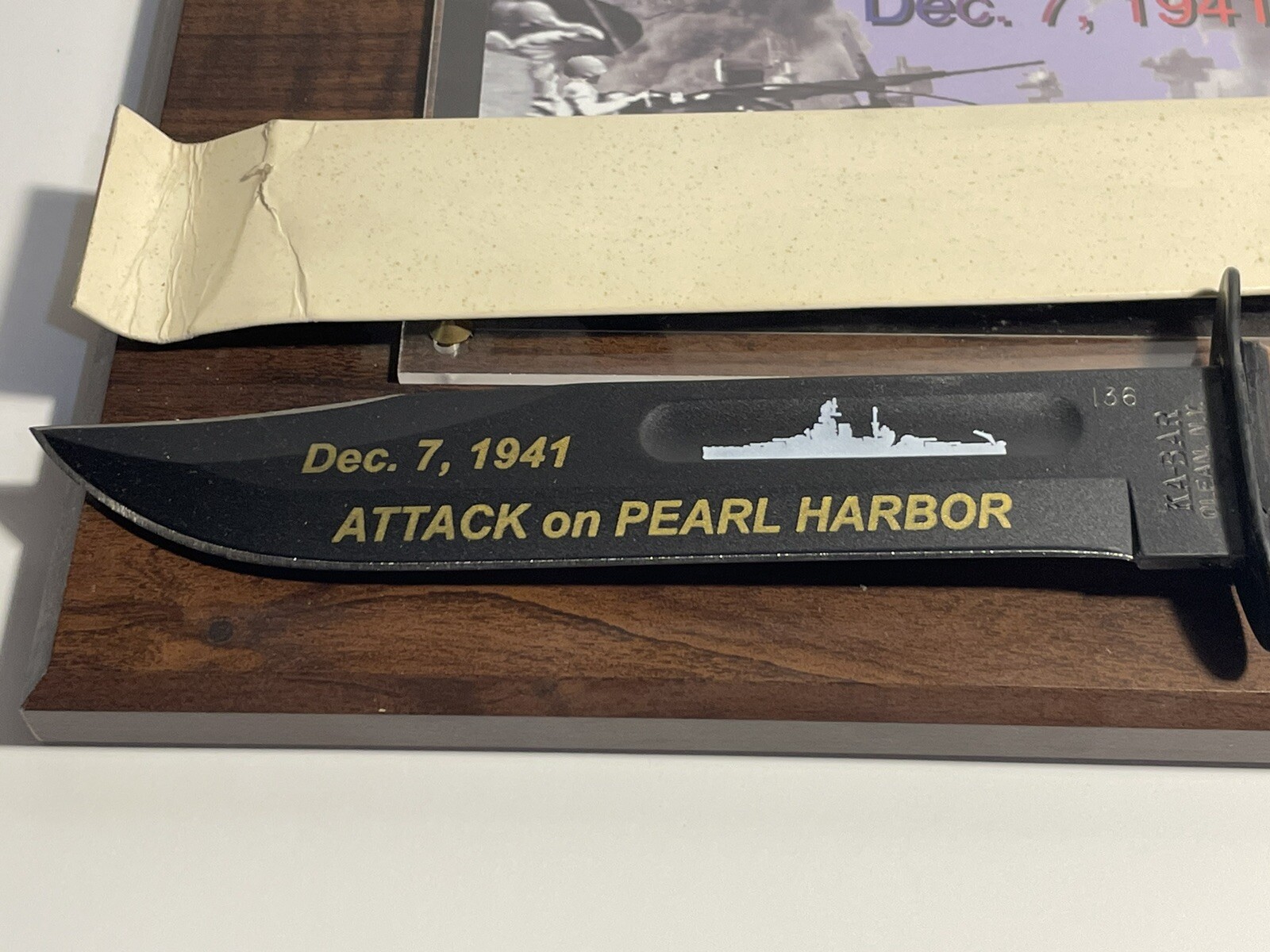 2001 KA-BAR KA-1217PH FROM FROST CUTLERY ATTACK KABAR With Plaque