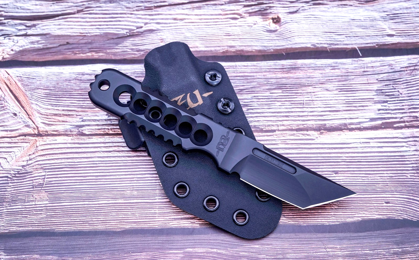 ZU Bladeworx Mekanik Fatmek, Cryodur A2, Black Cerakote Finish, Blk Kydex Sheath