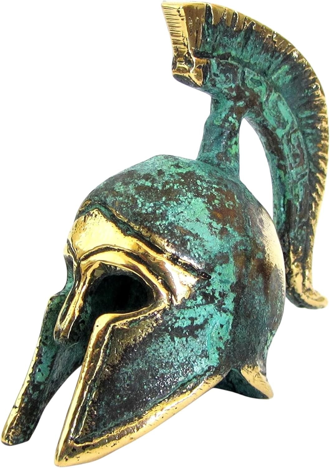 Historic Bronze Spartan Helmet Replica – Handcrafted with Oxidized Green Gold