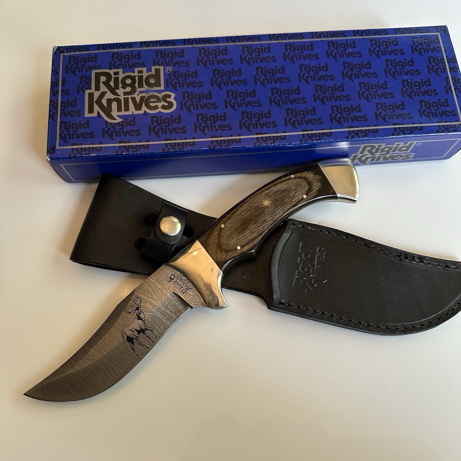 1980’s RIGID RG-16 Surgical Steel Japan Fixed Blade Knife w/ Sheath And Box