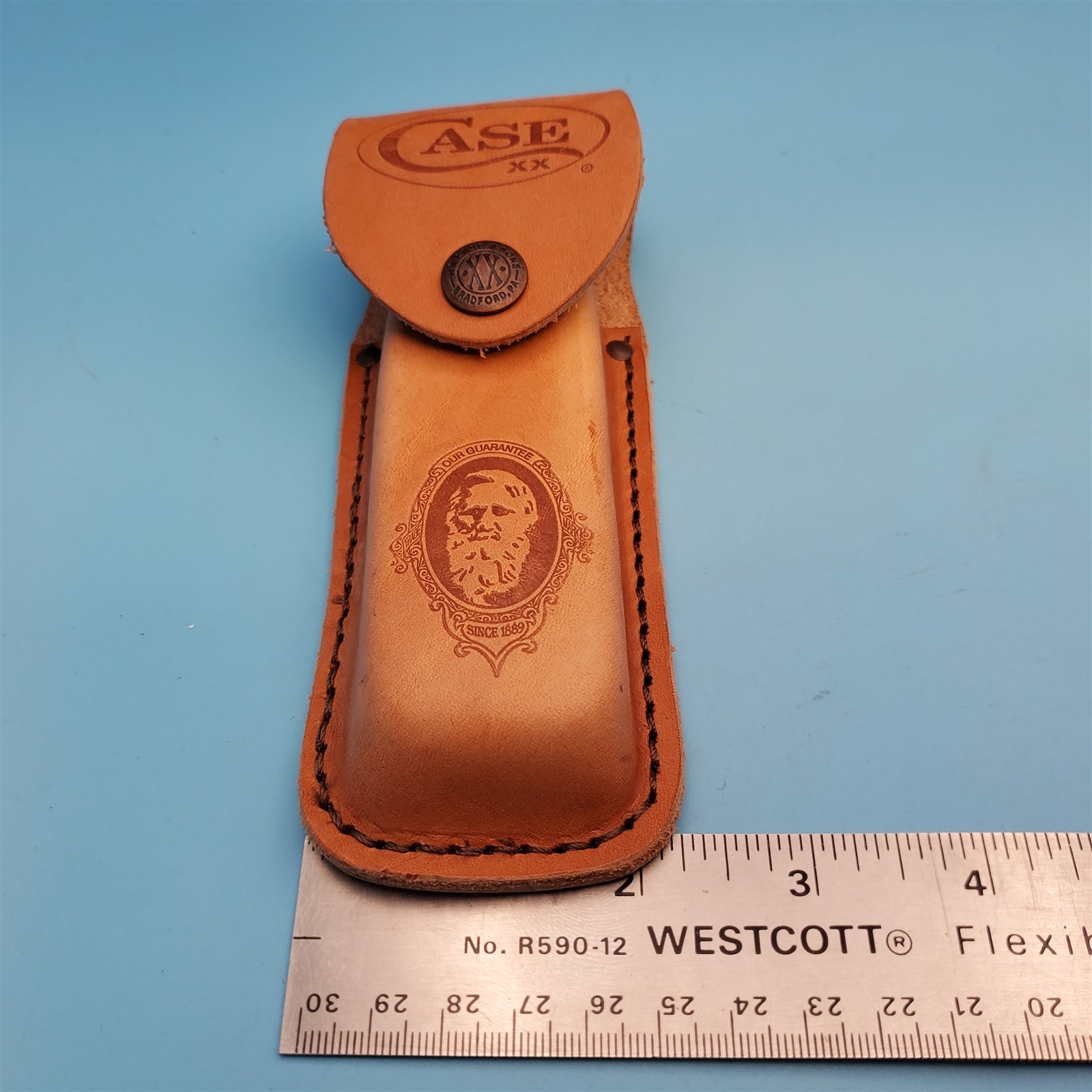 Case XX Pocket Knife Sheath Brown Leather Folding Blade Hunter Case 6″ FS