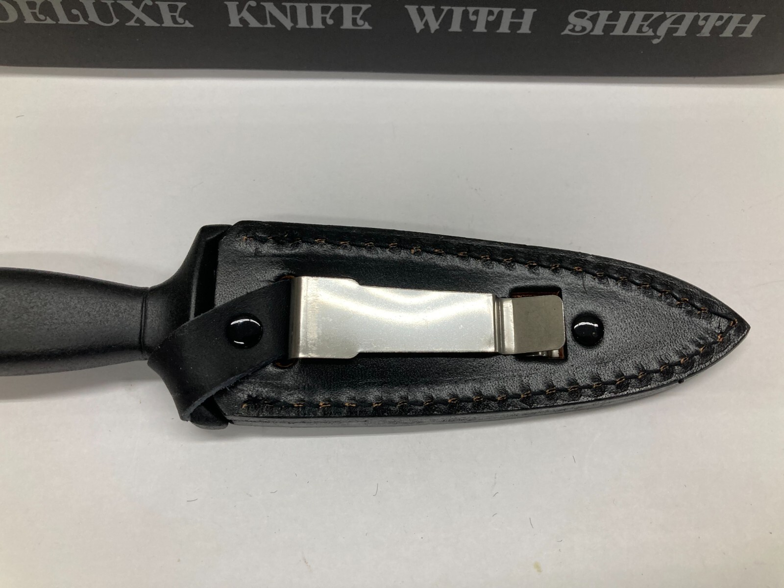 Fixed Blade Knife, Silver Blade, with Leather Sheath G-20L