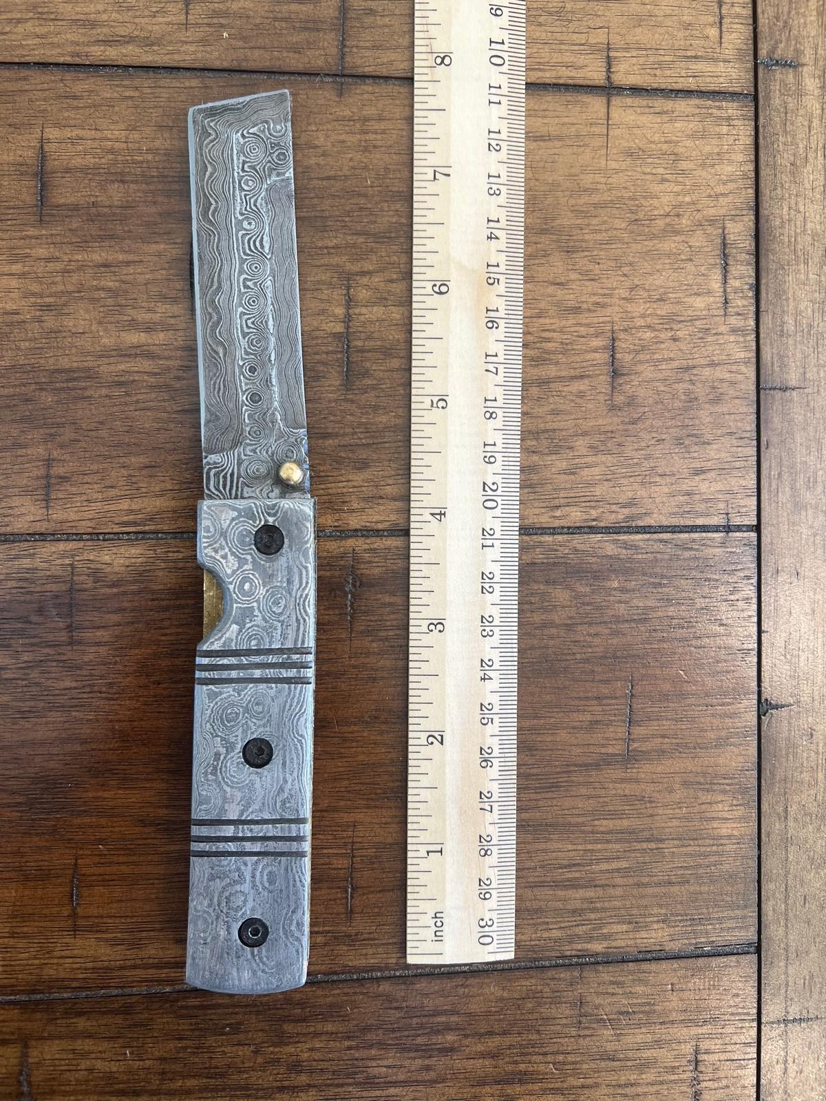 8″ CUSTOM HANDMADE DAMASCUS STEEL BALDE & HANDLE TANTO FOLDING KNIFE F11
