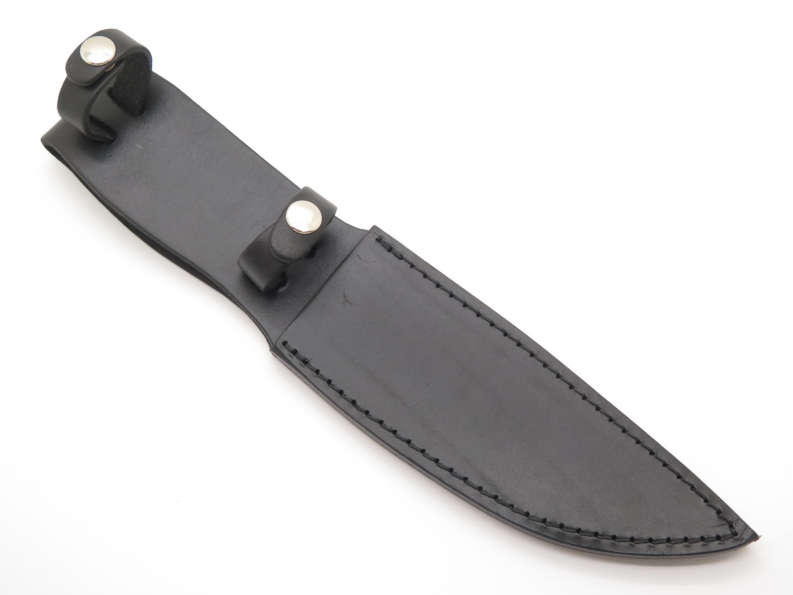 New Black Leather Fixed 5.5″ Blade Hunting Camp Knife Sheath Double Strap