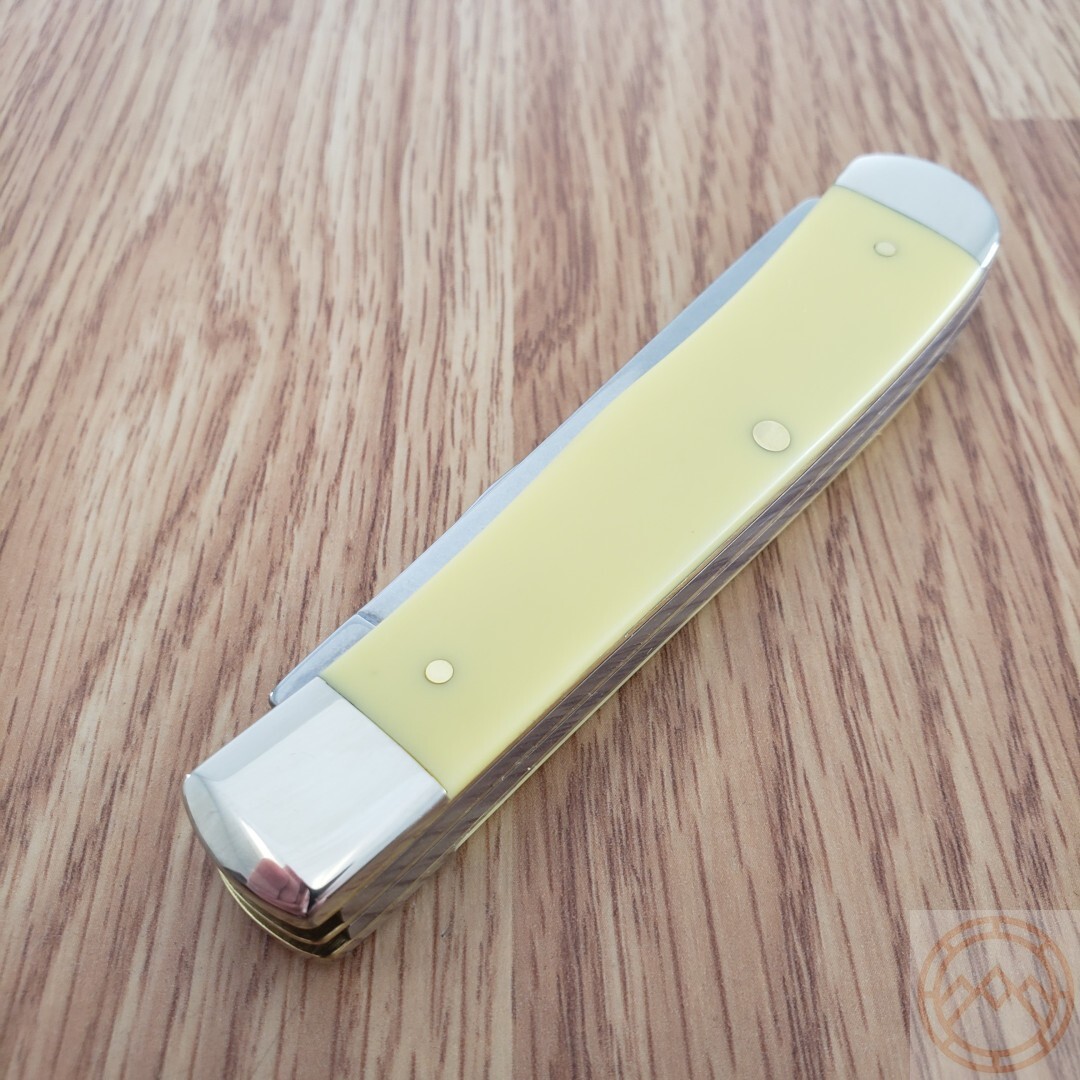 Case XX Trapper Pocket Knife Carbon Steel Blades Yellow Smooth Synthetic Handle