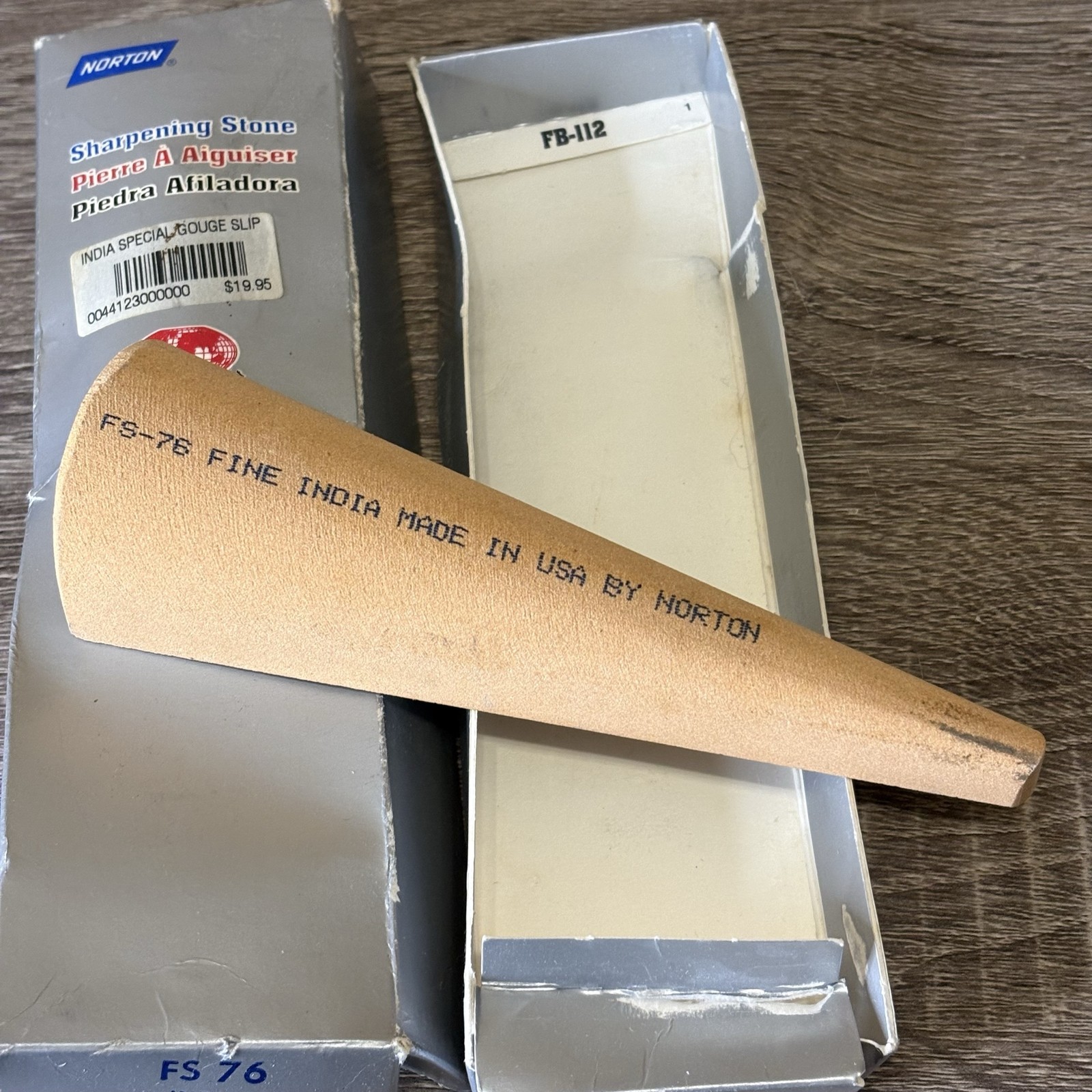 Norton India Special Gouge Slip Sharpening Stone FS-76 Fine Oil Filled