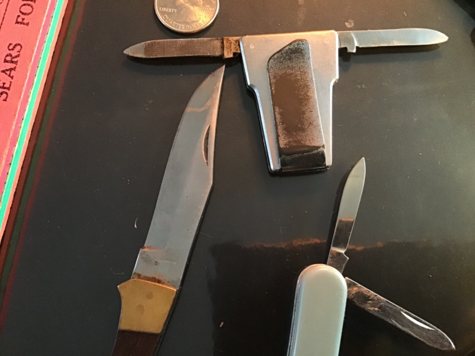 3 Vintage HI-CV Verros money clip pocket knife+Bonus~Pakistani Lock-back+Knives