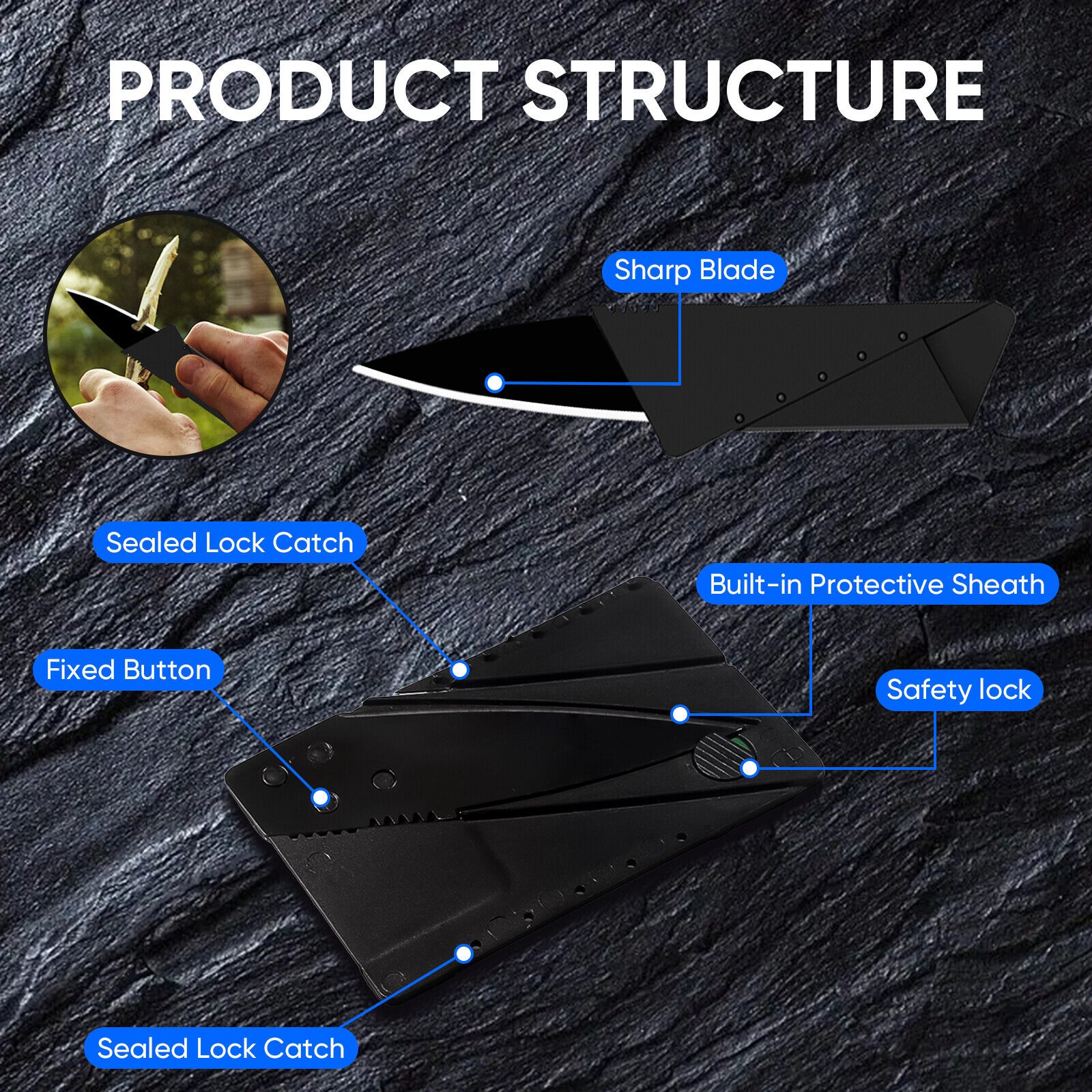 100PACK Folding Ultra-Thin Credit Card Knives Survival Wallet Pocket Sharp Knife