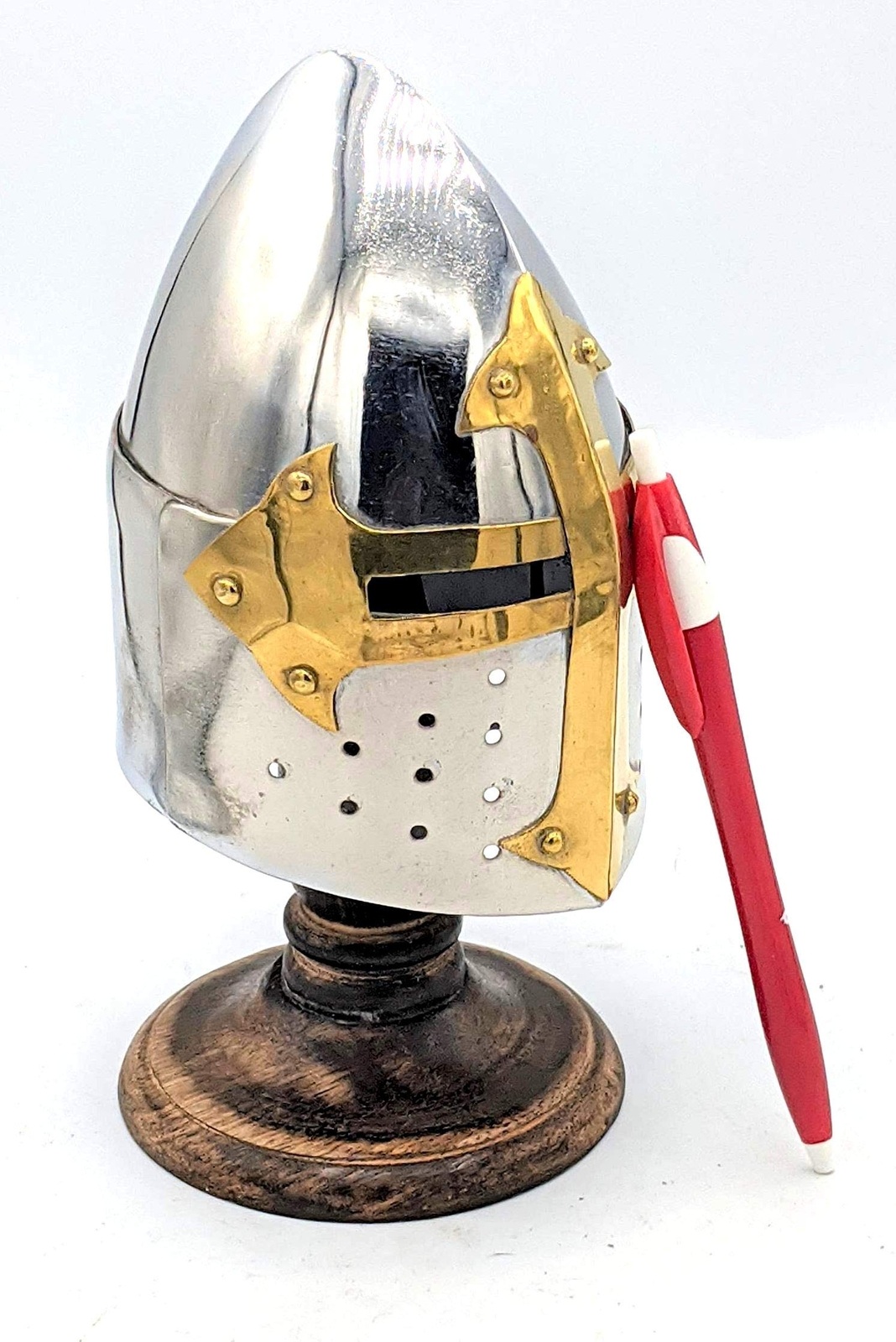 Medieval Mini Helmet with Display Stand for Home Decoration and Gift Accessory