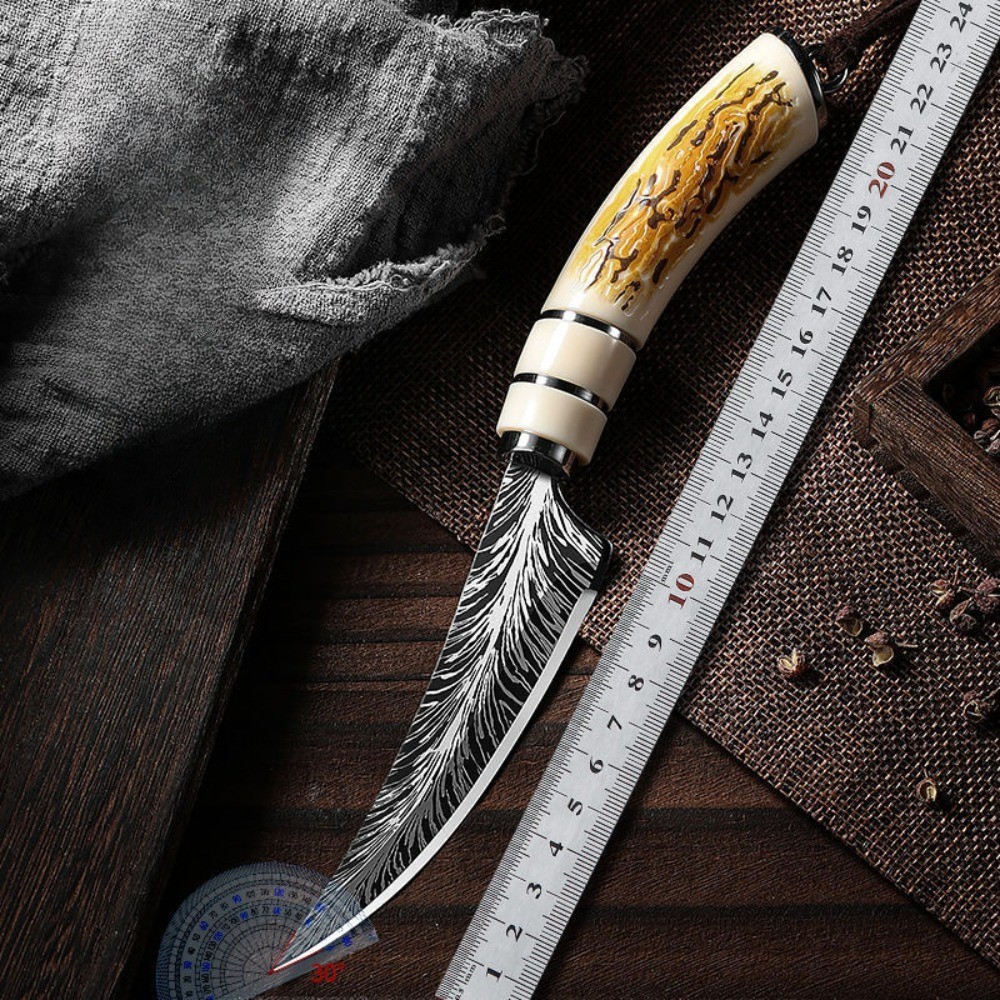 Custom Handmade Damascus Steel 8.6″Full Tang Skinner Hunting Knifes US-W/Sheaths