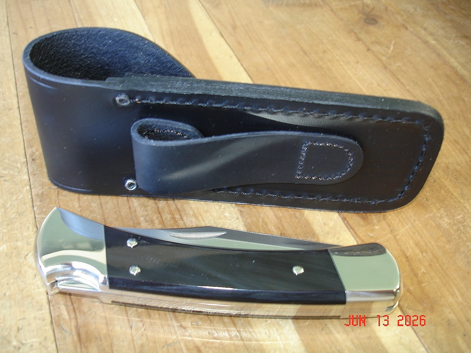 NIB BUCK KNIFE 110 HUNTER BOS MAGNACUT BLADE BLACK BUFFALO HANDLE NICKEL SILVER