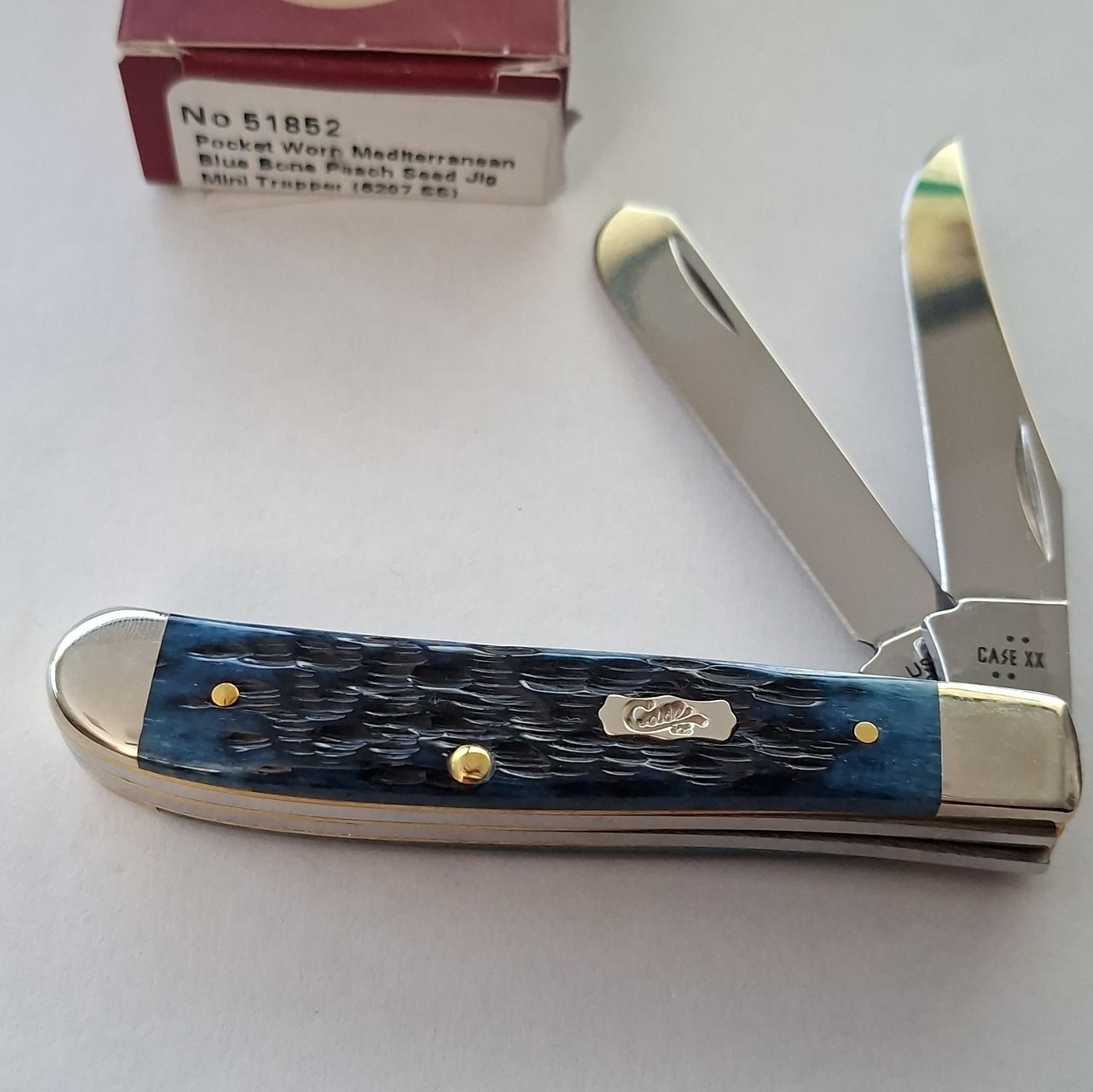 Case XX Mini Trapper 51852 Blue Bone 2-Blade SS Slipjoint Under 2.75in 2007