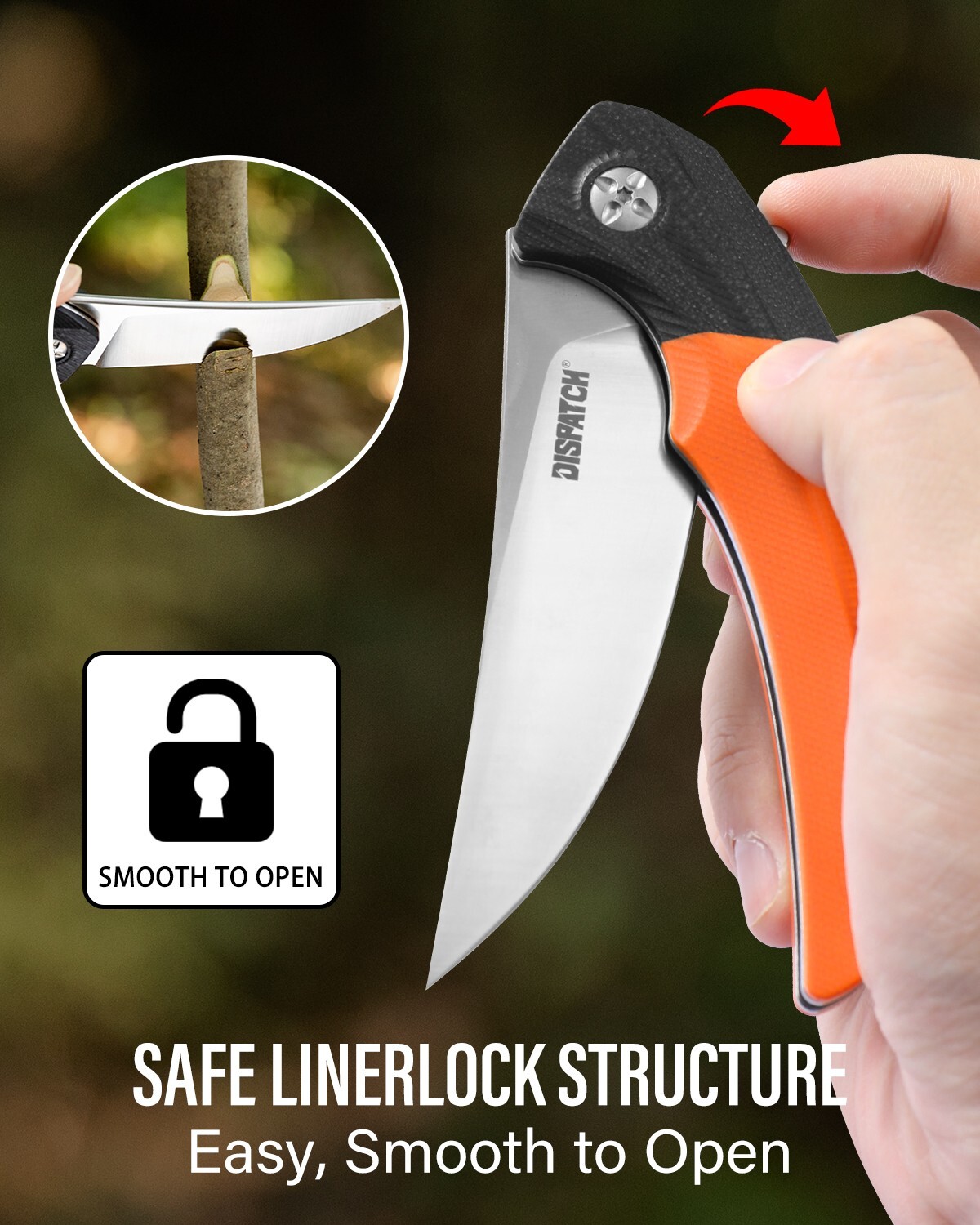 Folding Pocket Knife with Clip G10 Handle 8Cr Blade Liner Lock EDC Knife