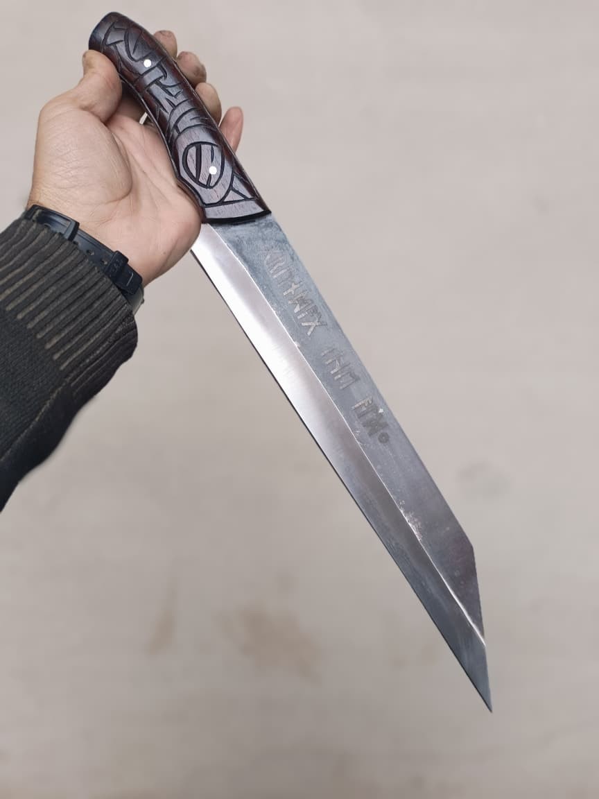 Handmade Viking Seax Knife – Carbon Steel Fixed Blade – Bushcraft & Camping Tool