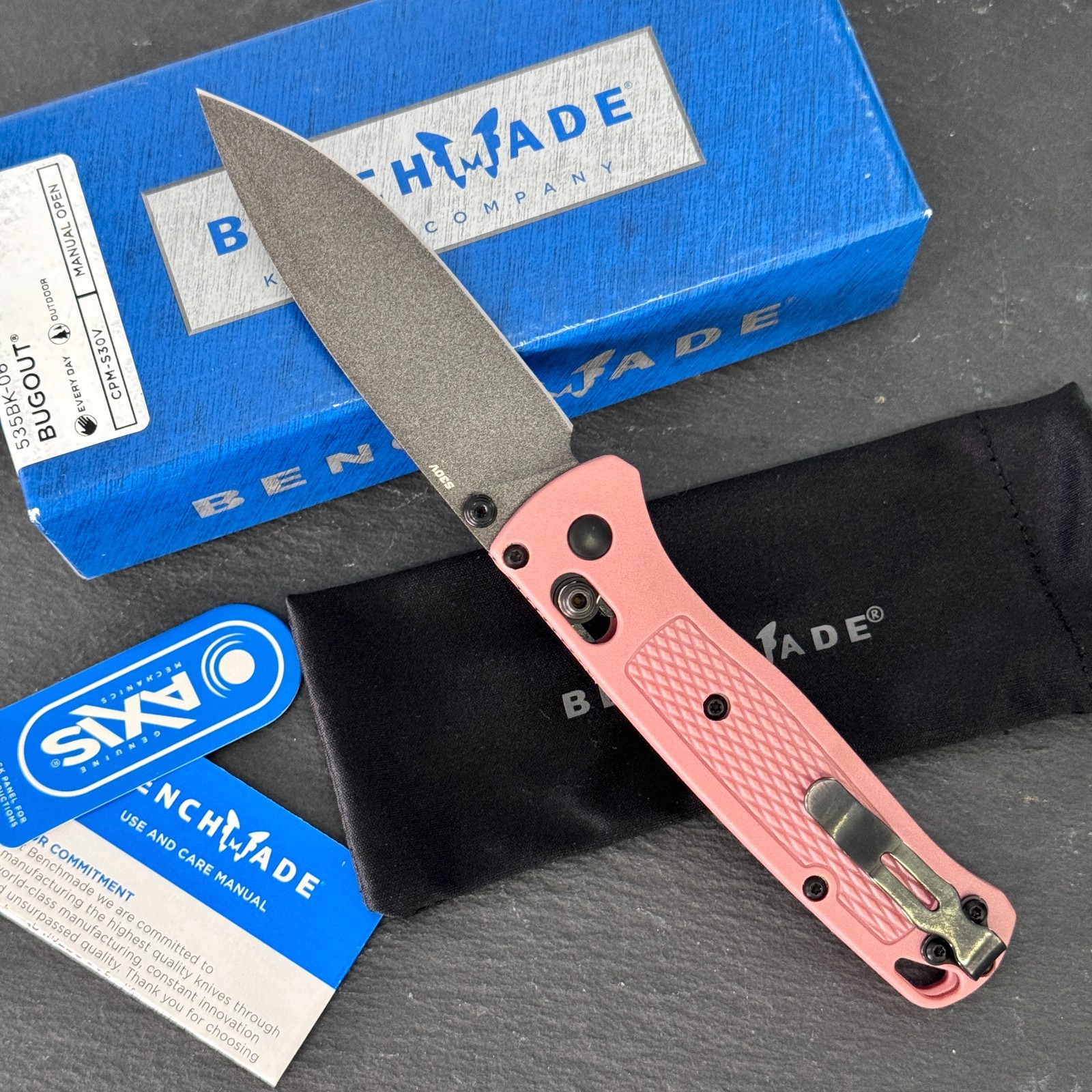 Benchmade Bugout 535BK-06 Black S30V Alpine Glow Grivory Handle Folding Knife