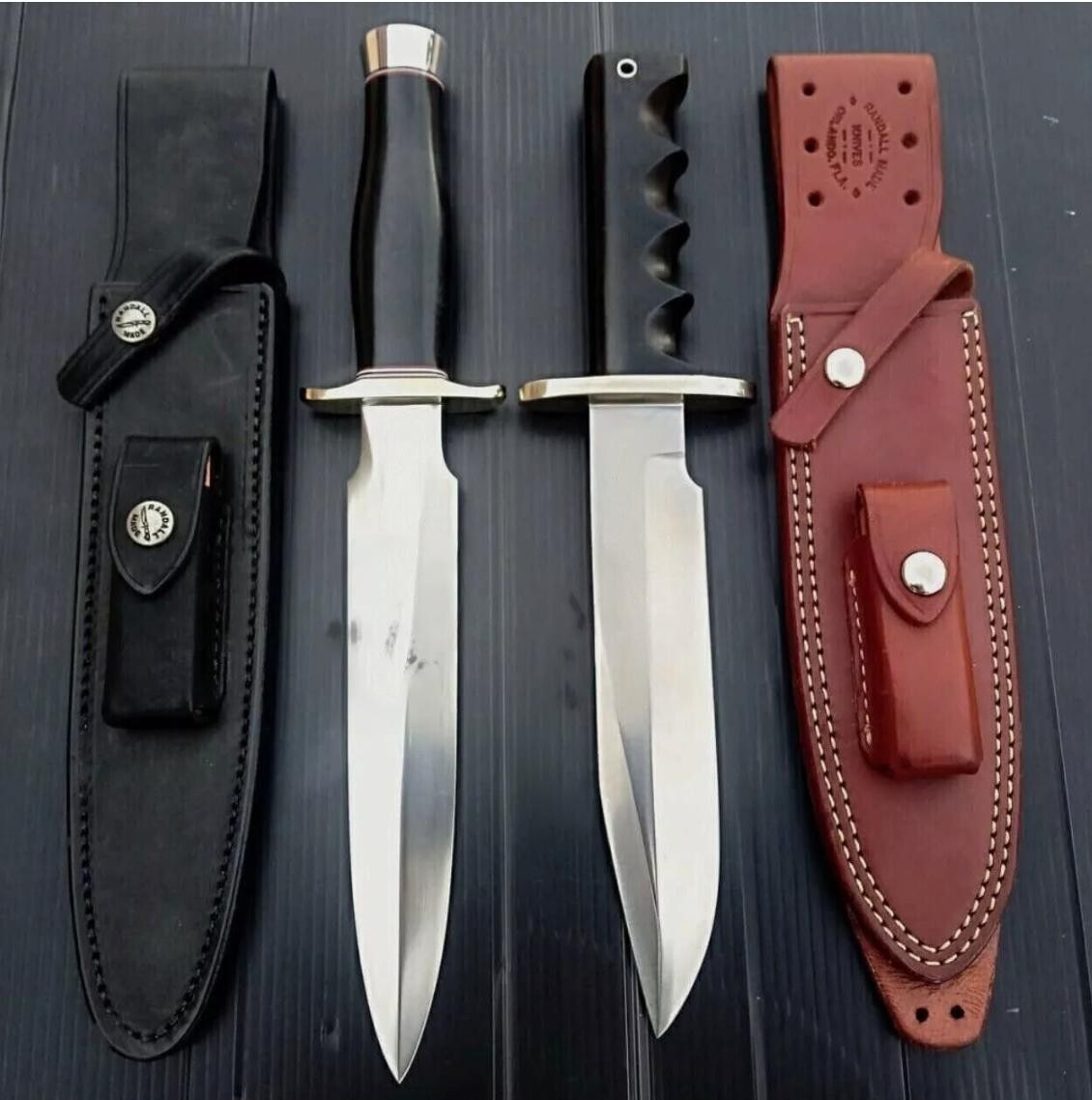 SET OF 2 HANDMADE D2 STEEL SURVIVAL HUNTING DAGGER & BOWIE KNIFE WITH COVER