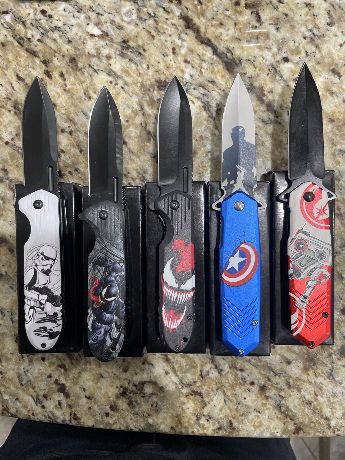 (10) Pcs Spring Assisted Pocket Knife Wholesale Lot. Characters Best Seller