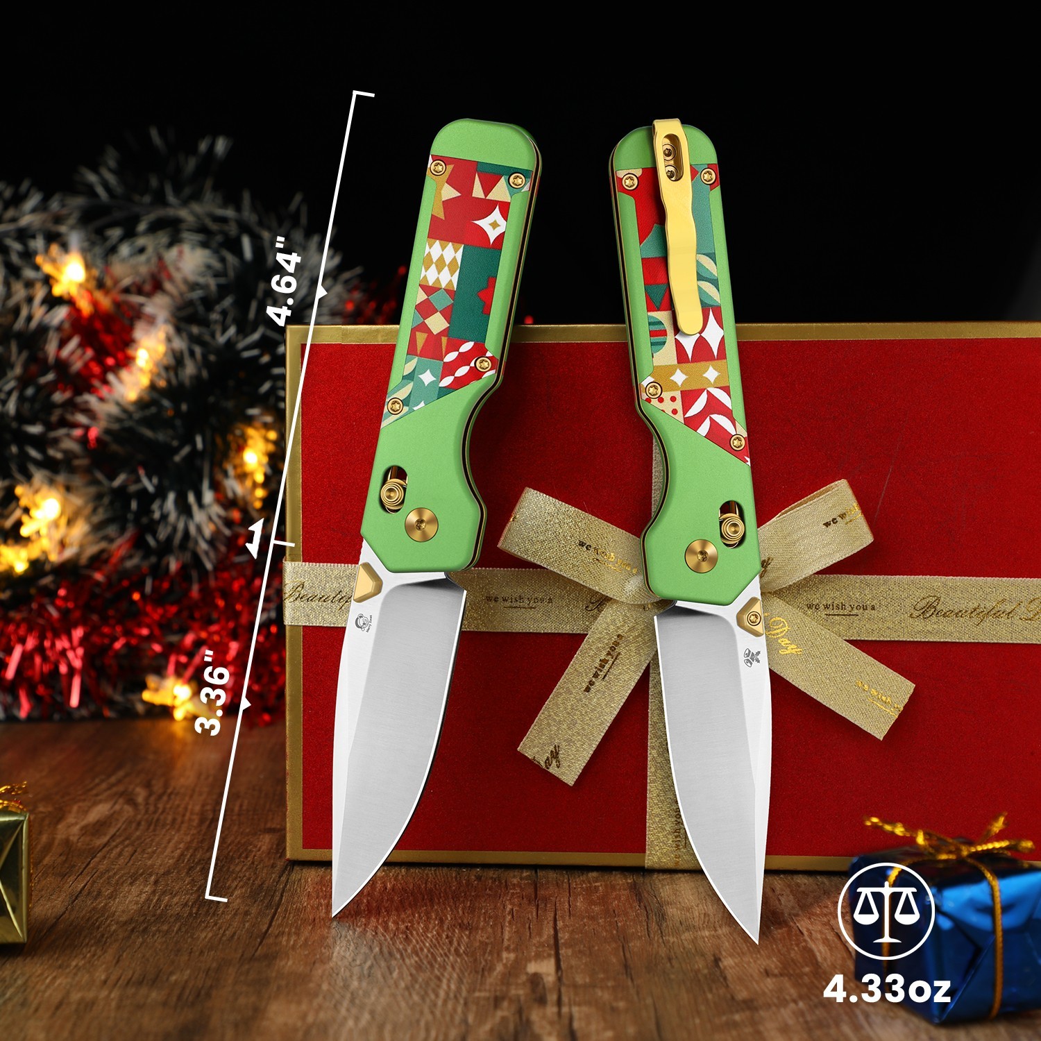 Kizer Militaw Christmas Folding Knife S45VN Blade Aluminum &G10 Handle Ki3634MC1