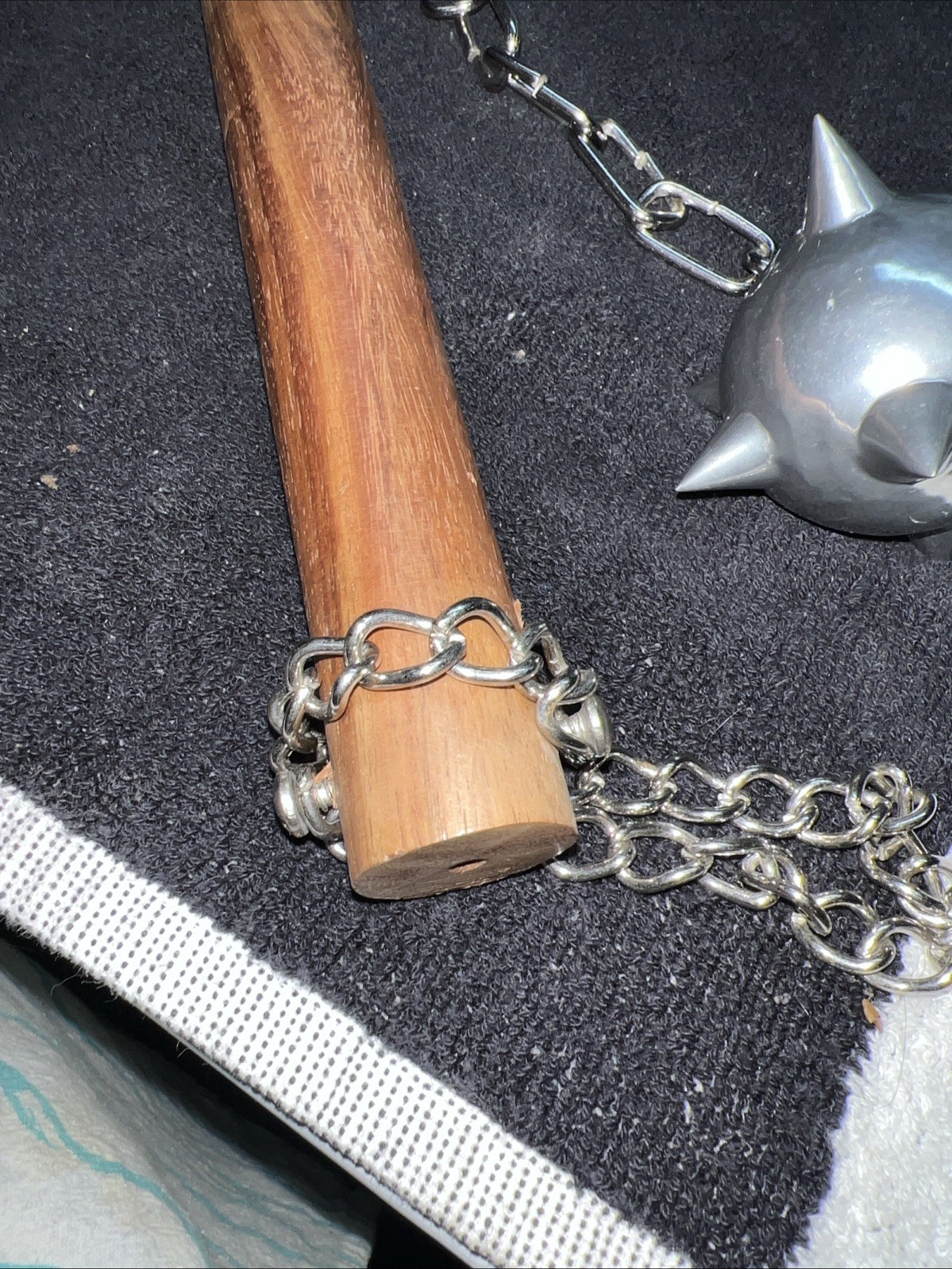 Medieval Mace with Chain & Wood Handle