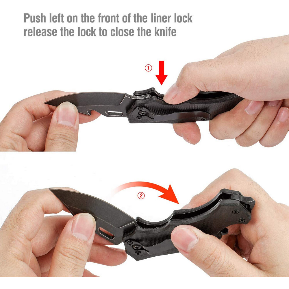 Mini Folding Pocket Knife 2.5»Blade Black G10 Handle EDC Multifunction Tool New