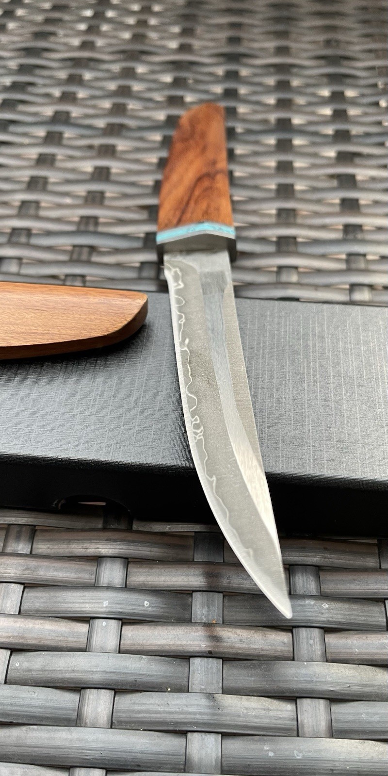 Japanese Fixed Blade Tanto Hand Forged Knife with Wooden Sheath