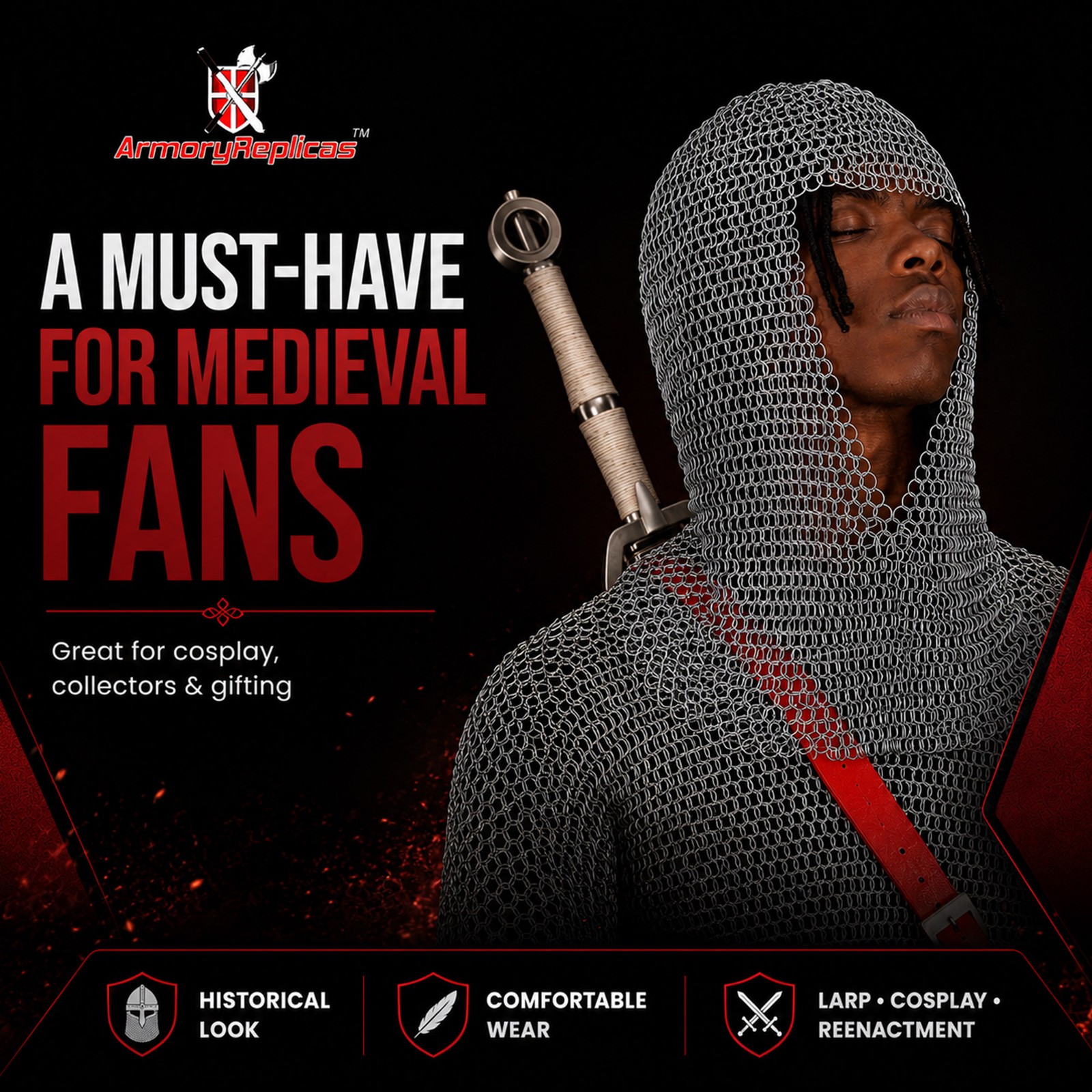 BATTLE READY CHAIN MAIL COIF ARMOR MEDIEVAL RENAISSANCE CHAINMAIL HOOD ARMOR