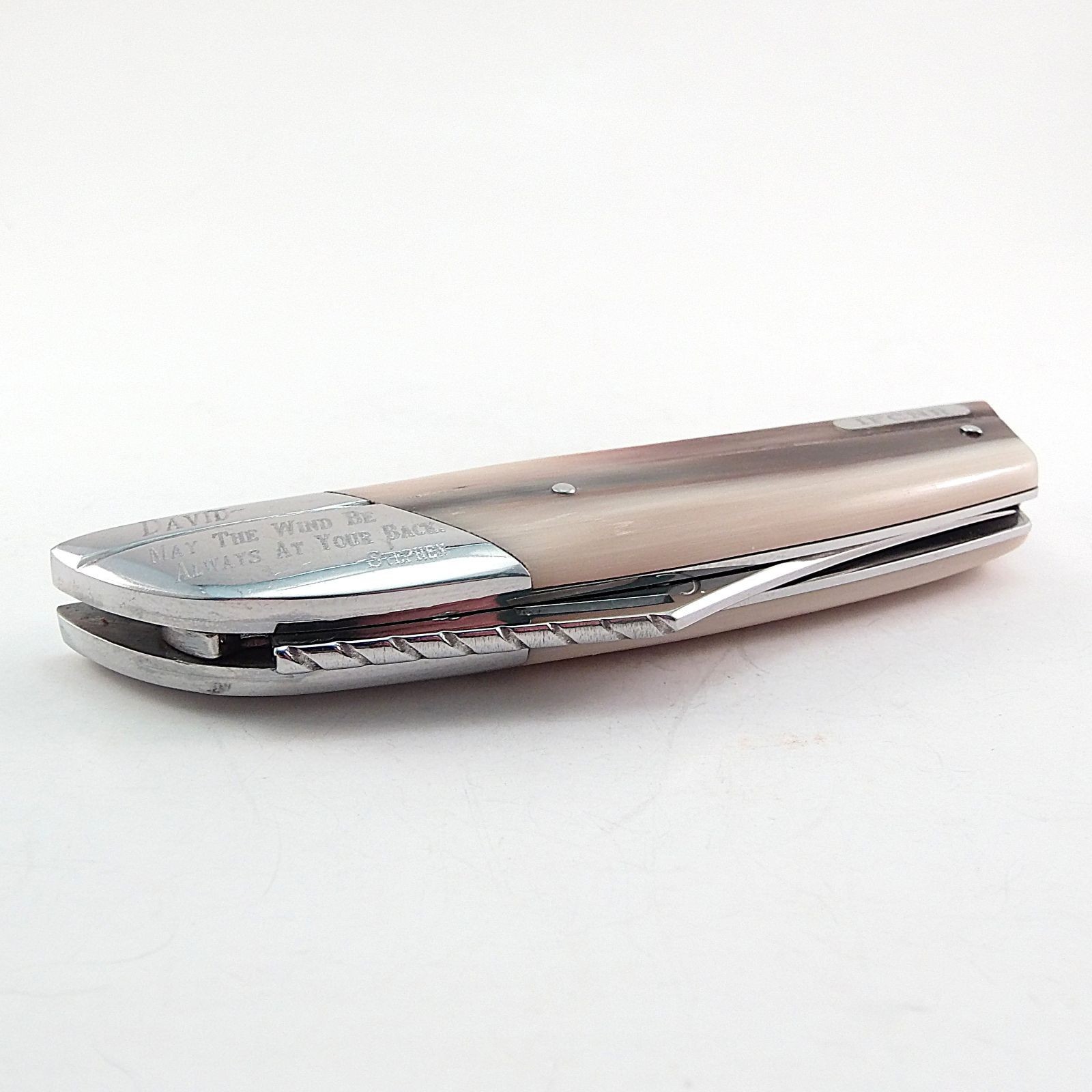 Florinox Le Mediterranee Horn Pocket Knife 12C27 Stainless Steel French Anchor