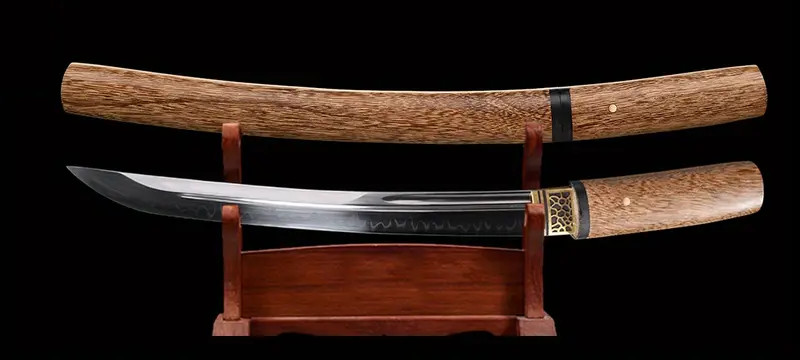 New Japanese Tanto (short Katana) clay-tempered Hamon, Samurai Sword Wakizashi