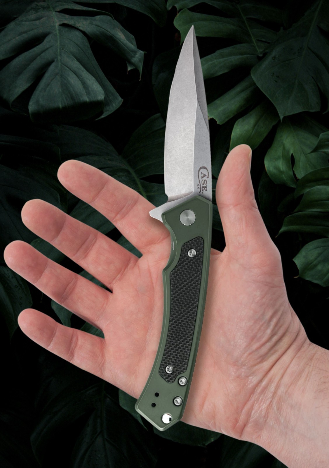 CASE XX 25883 MARILLA FLIPPER KNIFE CPM-S35VN OD GREEN ALUMINUM with G10 INLAY