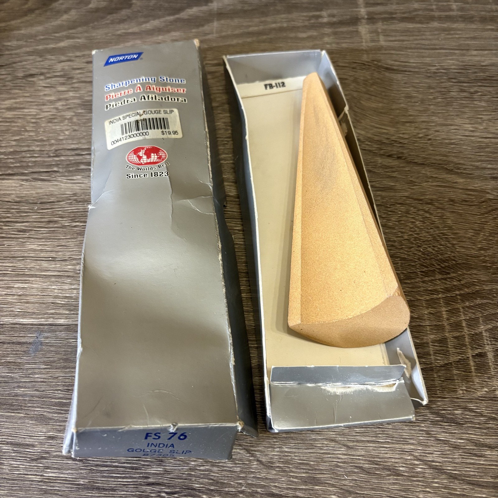 Norton India Special Gouge Slip Sharpening Stone FS-76 Fine Oil Filled