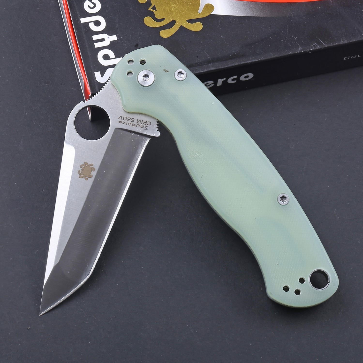 Jade Transparent G10 Tanto Carbon Stainless Steel Lock Back Pocket Folding Knife