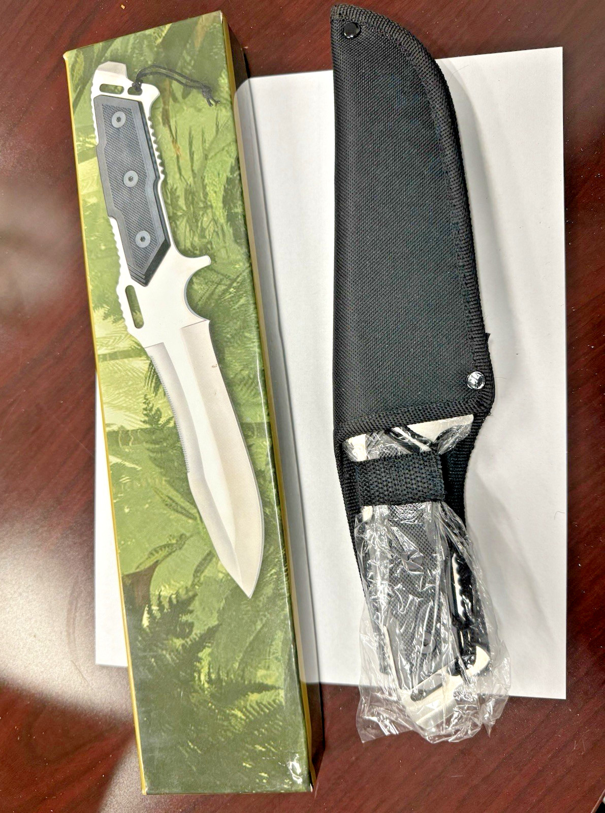 Survival Hunting Fixed Blade Knife Stainless Steel Clip Point Over 5in Sheath