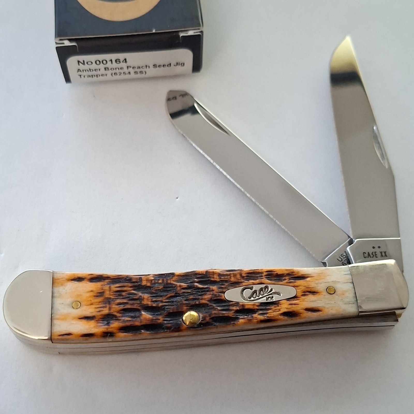 Case XX 6254 SS Trapper Amber Bone 2-Blade Slipjoint Under 2.75in