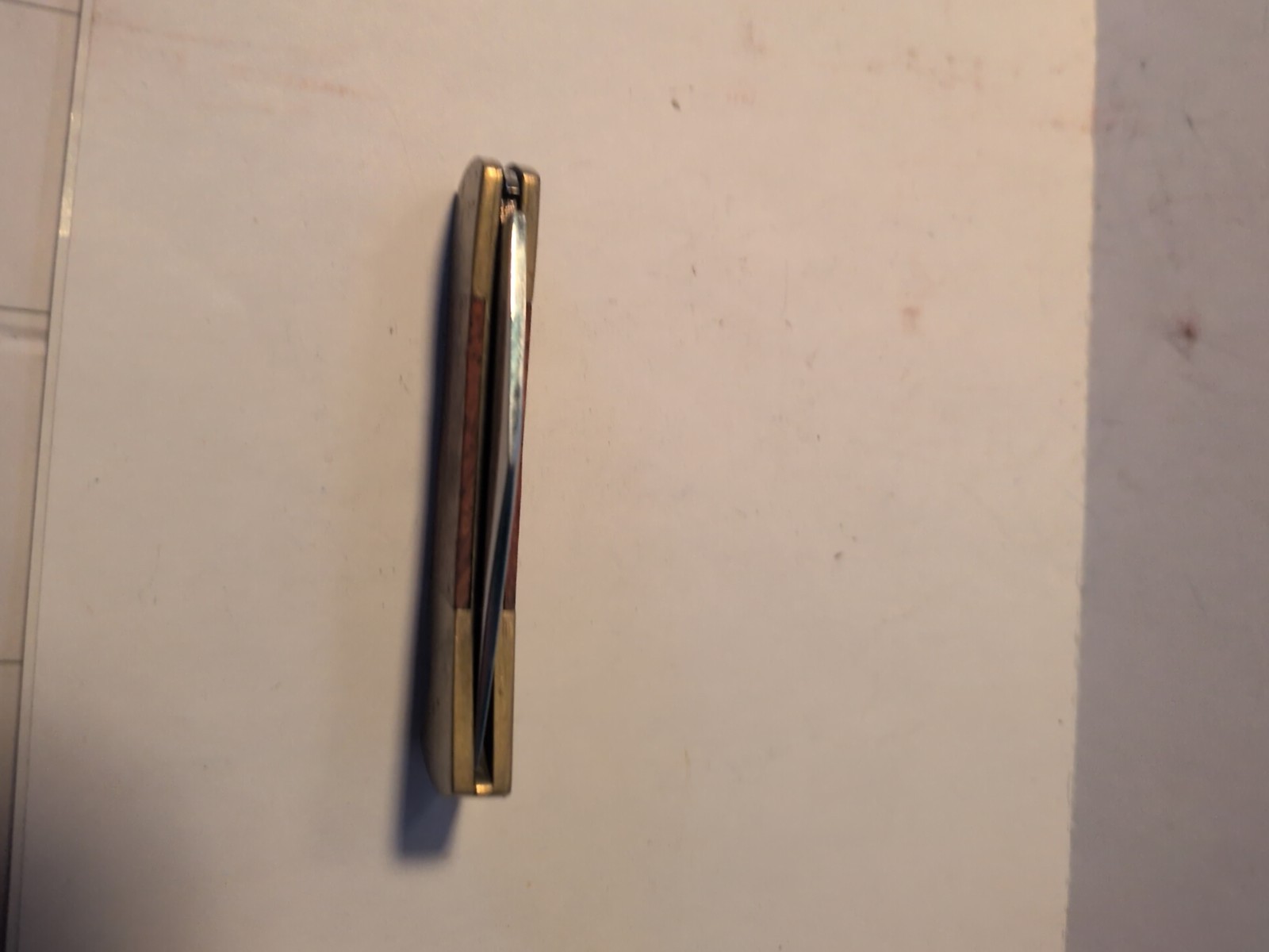 Vintage Mini Brass And Wood Stainless Steel Pocket Knife (3 )