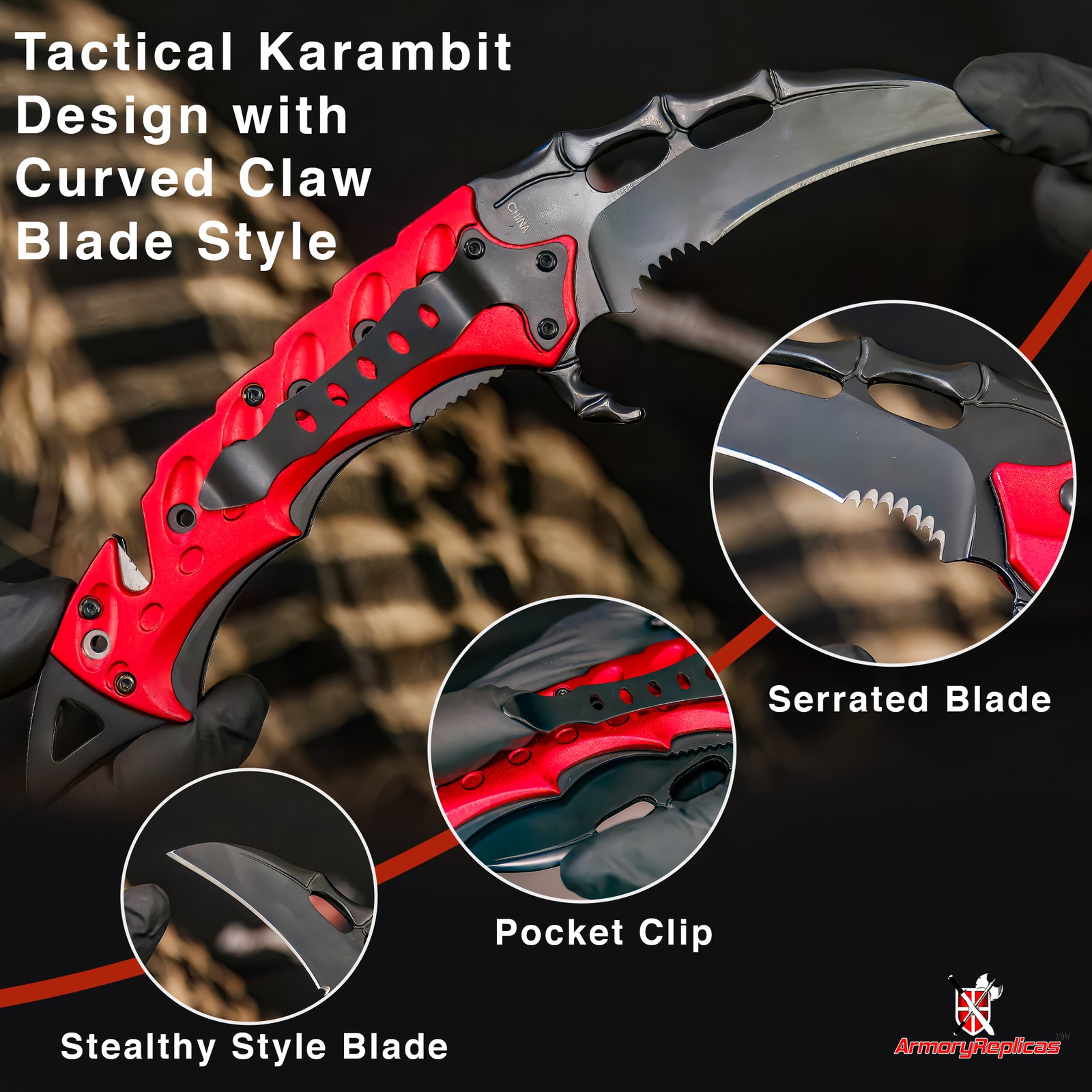 Tactical Karambit Spring Assist Claw Knife EDC Folding Blade with Serration