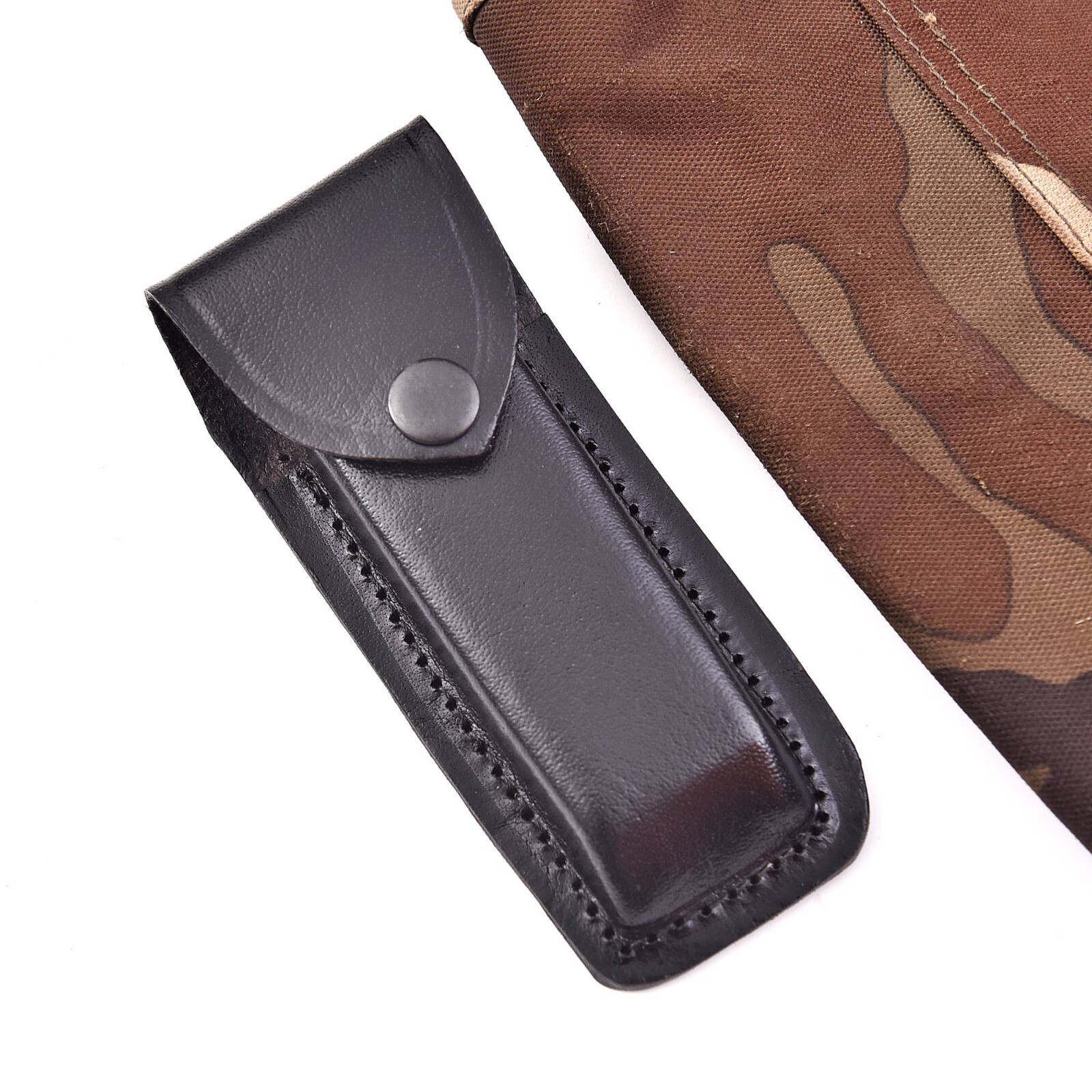 CUSTOM HANDMADE LEATHER VERTICAL SHEATH 5.5″ FOLDING POCKET KNIFE FOR BUCK 110